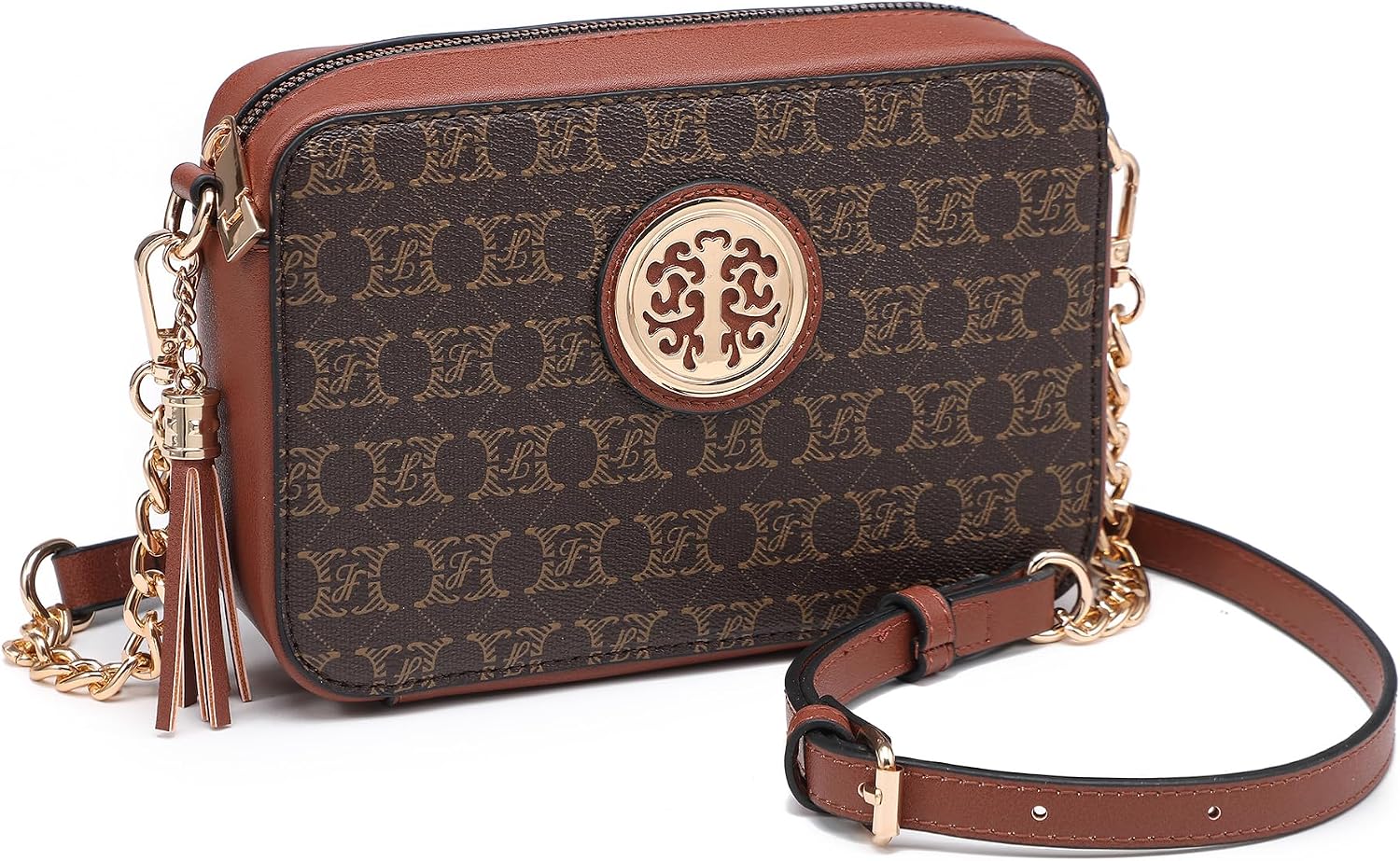 BOLSO CRUZADO LIGERO DE CUERO GENUINO MKP COLLECTION CON BOLSILLO Y FLECOS - 4
