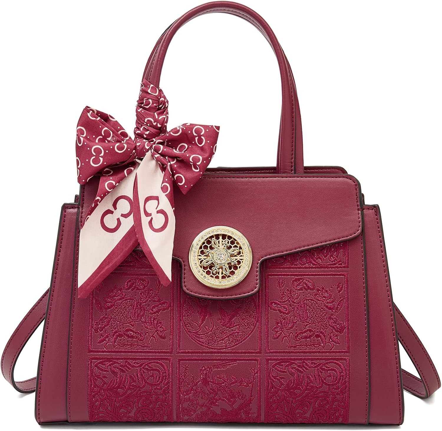 BOLSO SATCHEL FOXLOVER DE CUERO GENUINO BORDADO - 1
