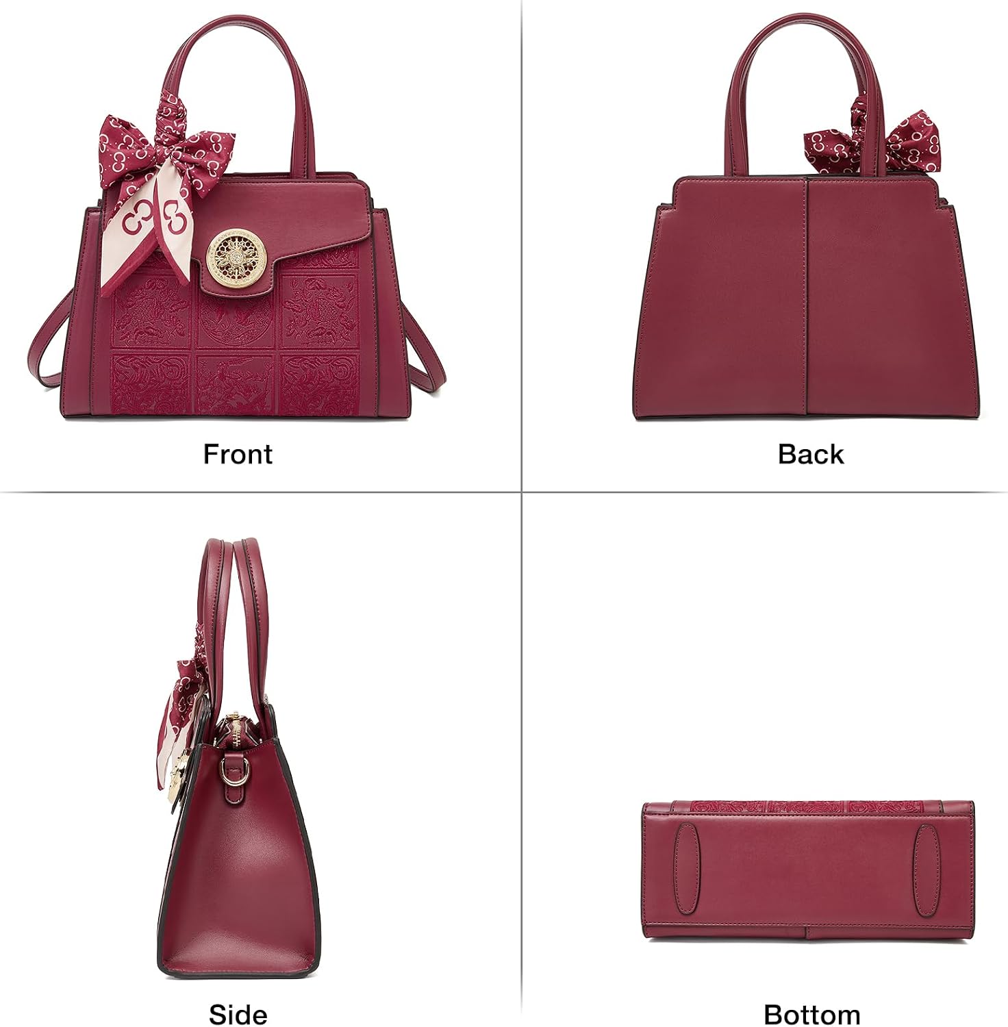 BOLSO SATCHEL FOXLOVER DE CUERO GENUINO BORDADO - 5