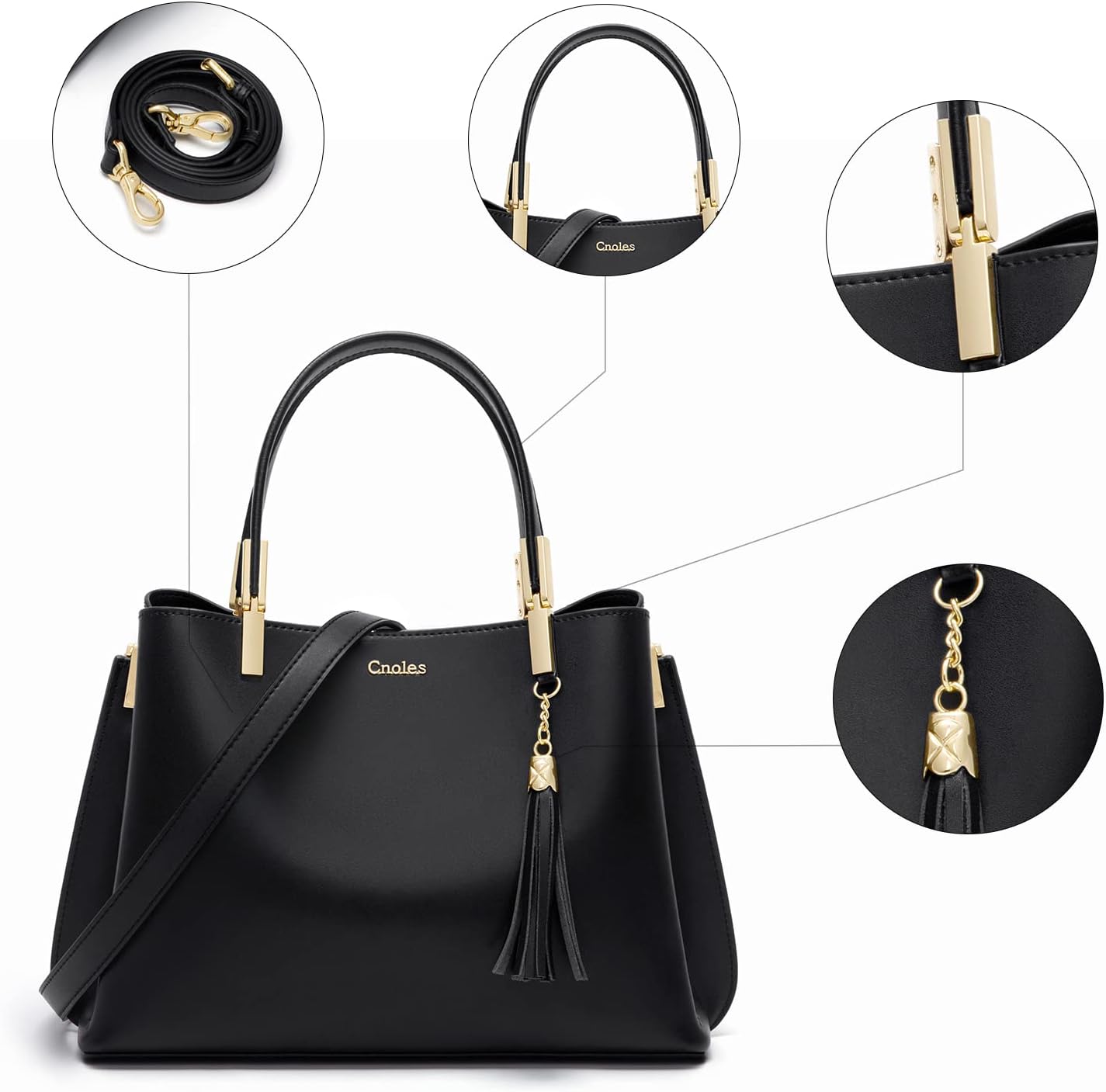 BOLSO TOTE CNOLES DE CUERO PARA MUJER COLOR CUERO - 5