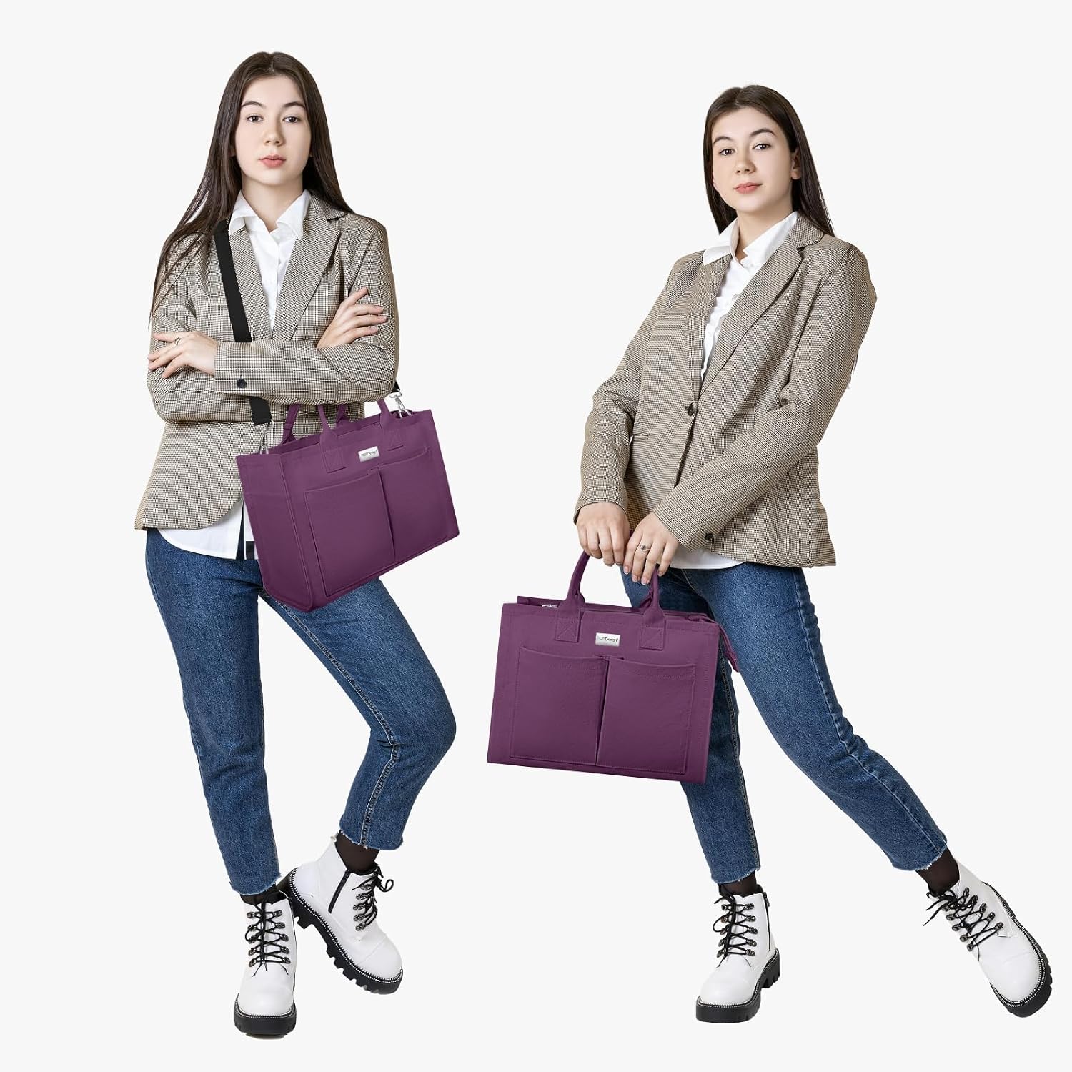 BOLSO TOTE DE LONA RESISTENTE PARA MUJER TOPDESIGN CON 9 BOLSILLOS AJUSTABLE CROSSBODY/SHOULDER - 2