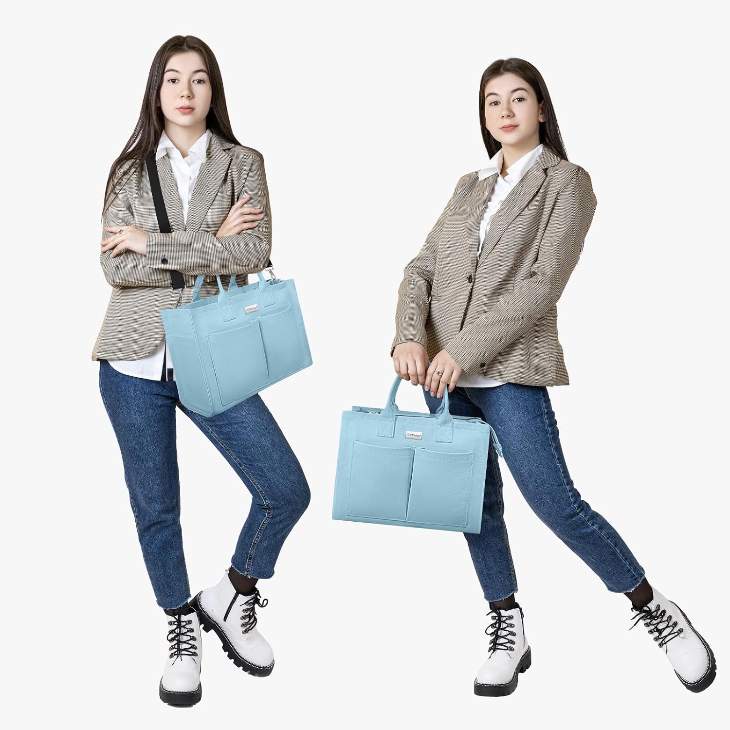 BOLSO TOTE DE LONA RESISTENTE PARA MUJER TOPDESIGN CON 9 BOLSILLOS AJUSTABLE CROSSBODY/SHOULDER - 2