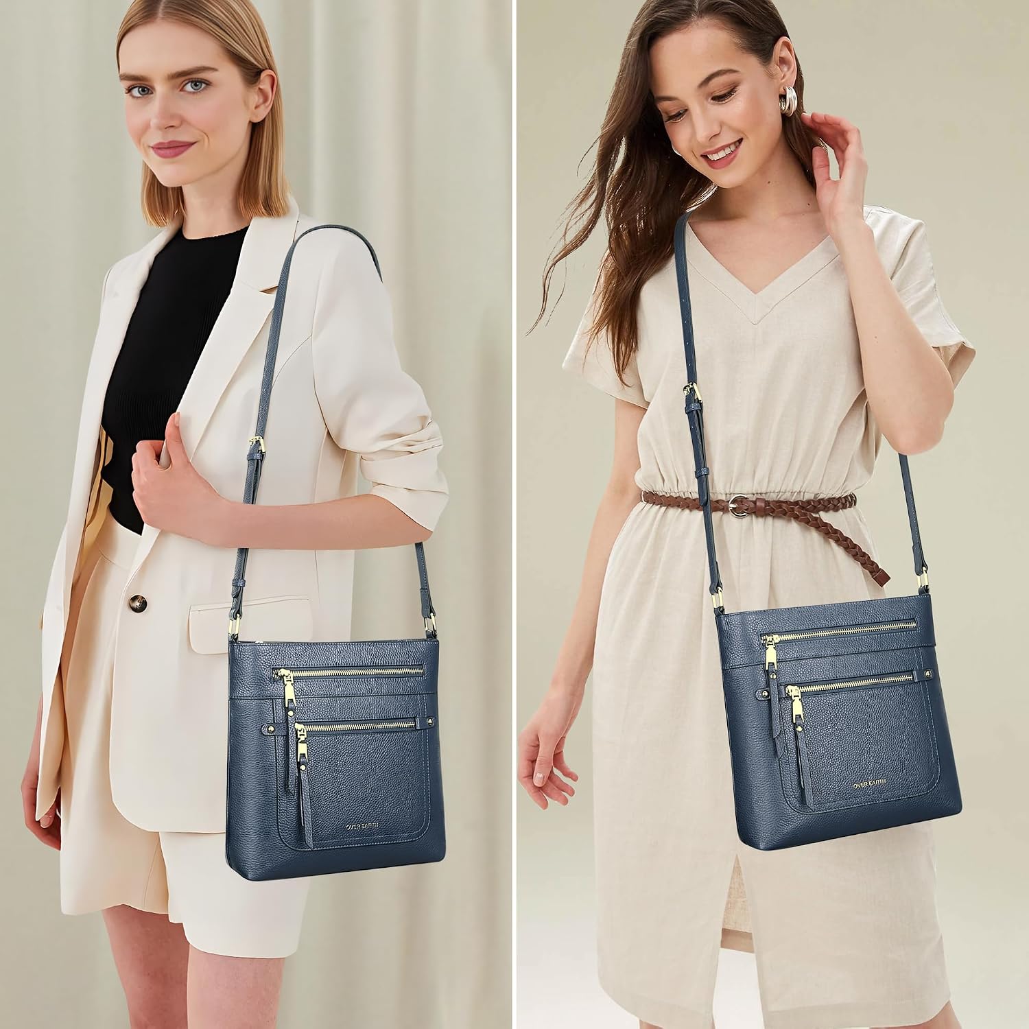 BOLSO CRUZADO DE CUERO GENUINO OVER EARTH PARA MUJER CON MÚLTIPLES BOLSILLOS - 2