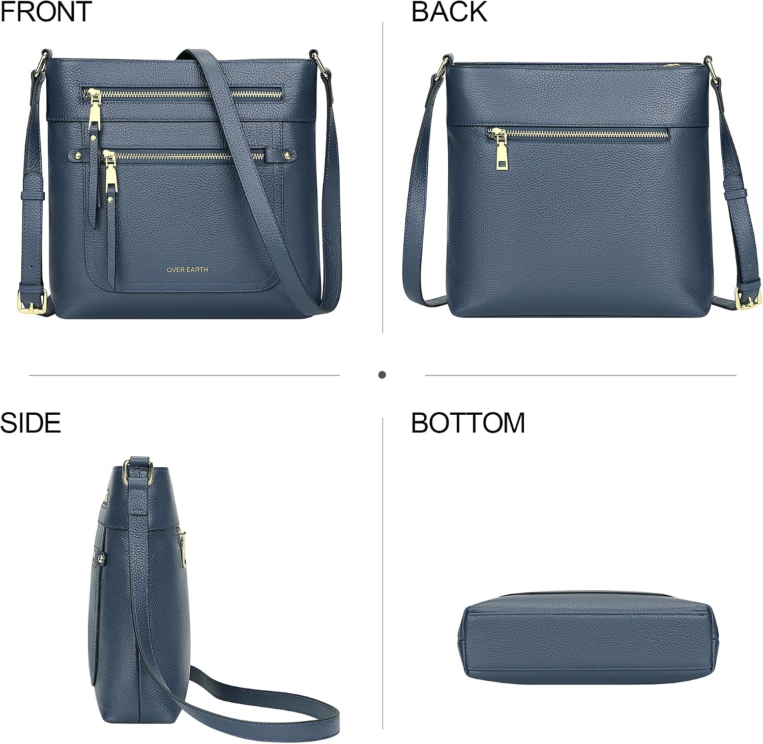 BOLSO CRUZADO DE CUERO GENUINO OVER EARTH PARA MUJER CON MÚLTIPLES BOLSILLOS - 4