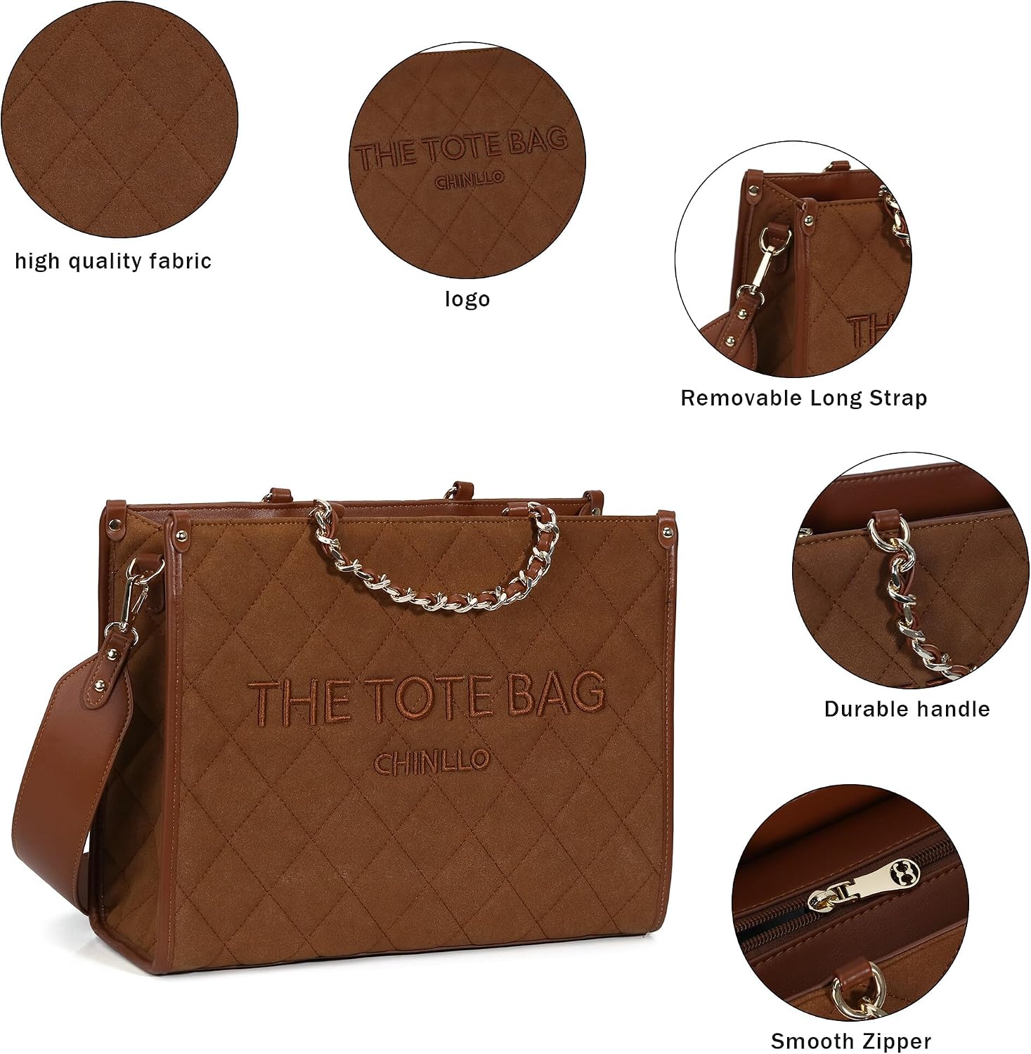 BOLSO TOTE PARA MUJER CHINLLO CON ASA SUPERIOR Y CORREA PARA HOMBRO - 3