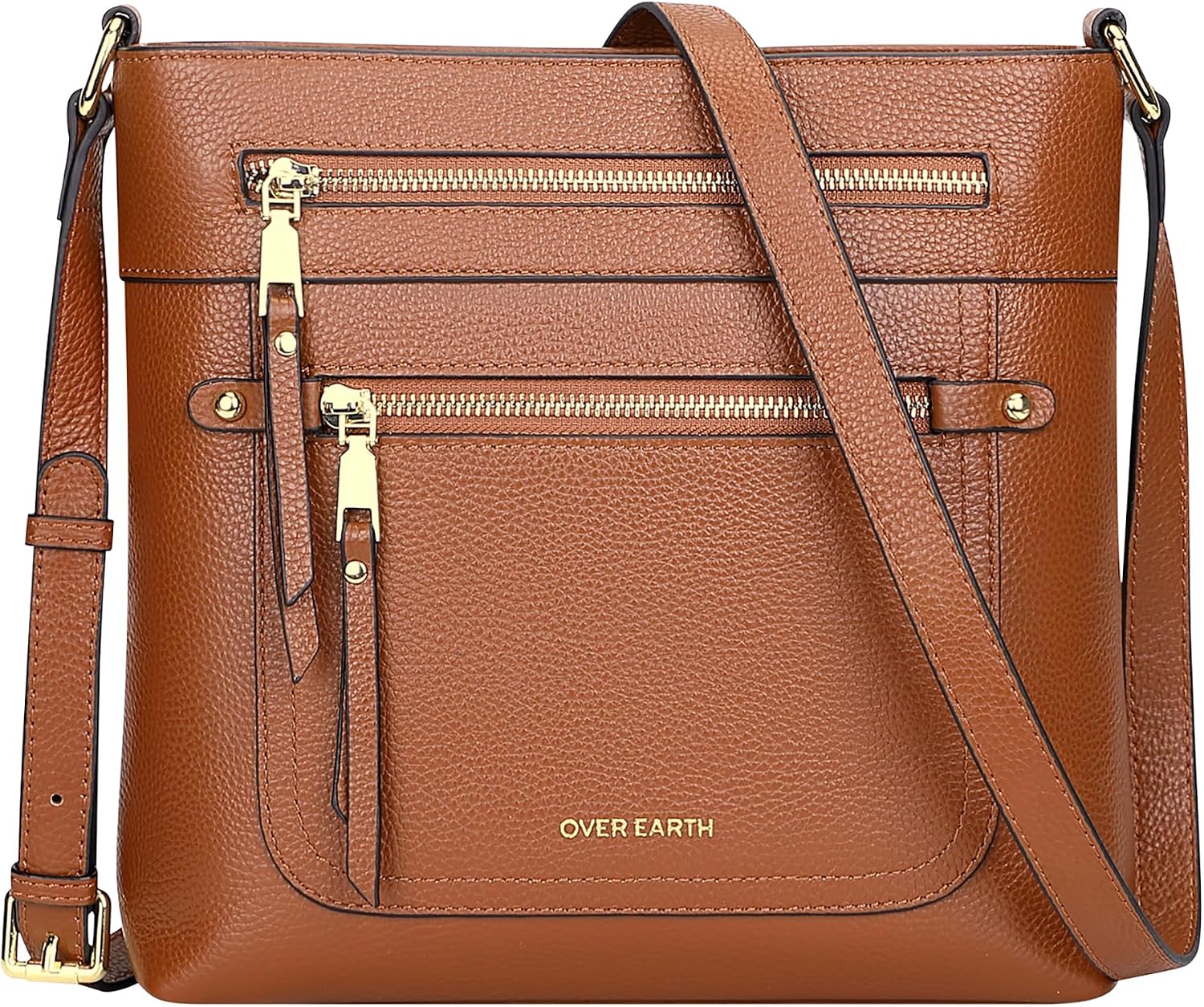 BOLSO CRUZADO DE CUERO GENUINO PARA MUJER OVER EARTH MULTI-BOLSILLOS - 1