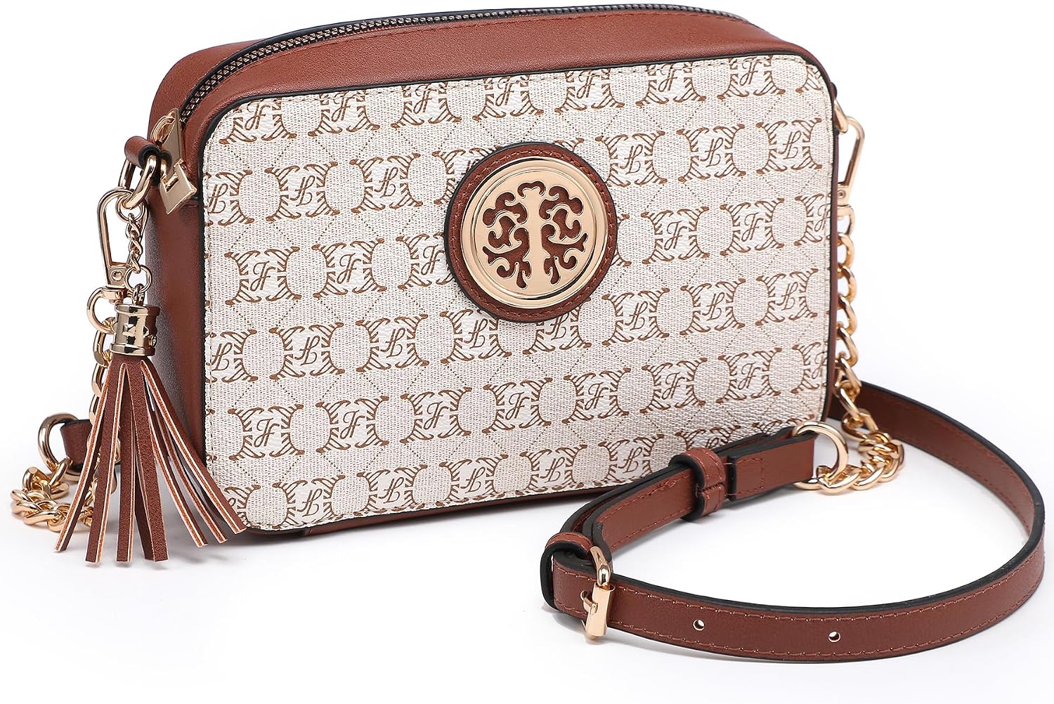 BOLSO CRUZADO LIGERO DE CUERO GENUINO PARA MUJER MKP COLLECTION CON BOLSILLO Y FLECOS - 1
