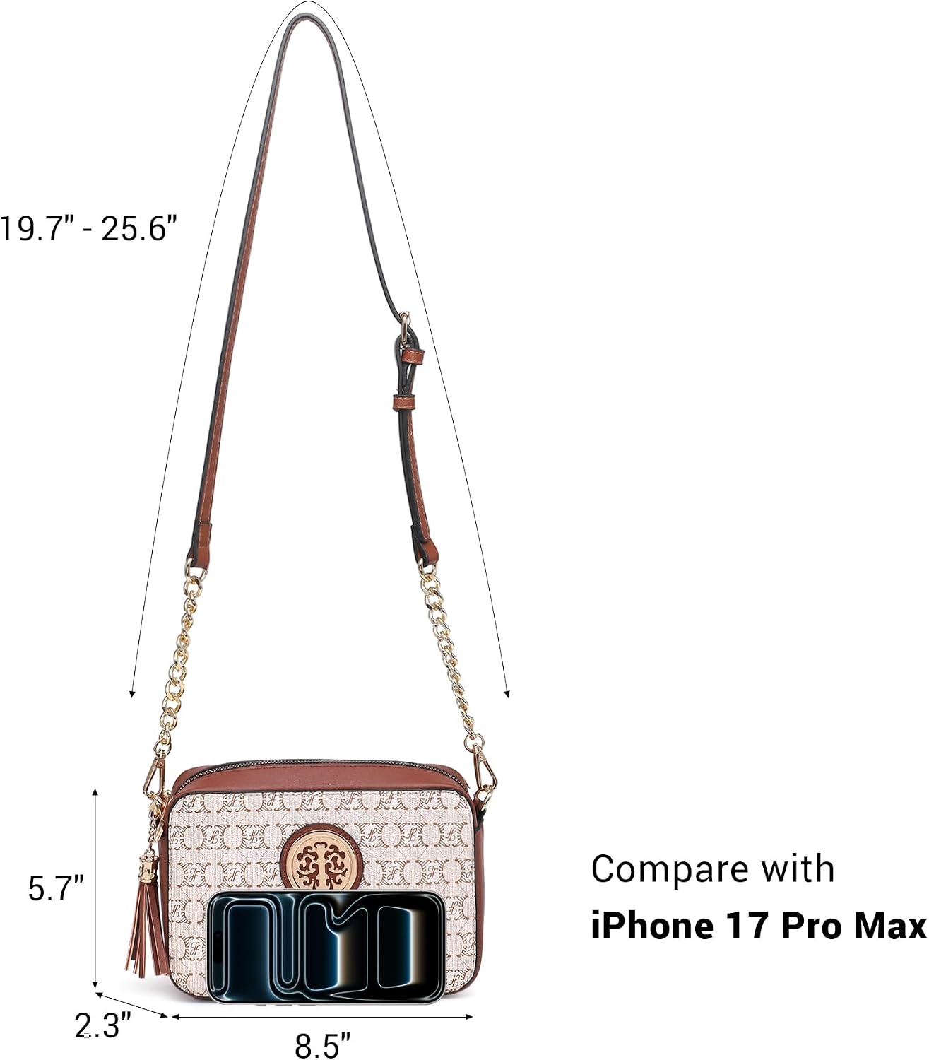 BOLSO CRUZADO LIGERO DE CUERO GENUINO PARA MUJER MKP COLLECTION CON BOLSILLO Y FLECOS - 5