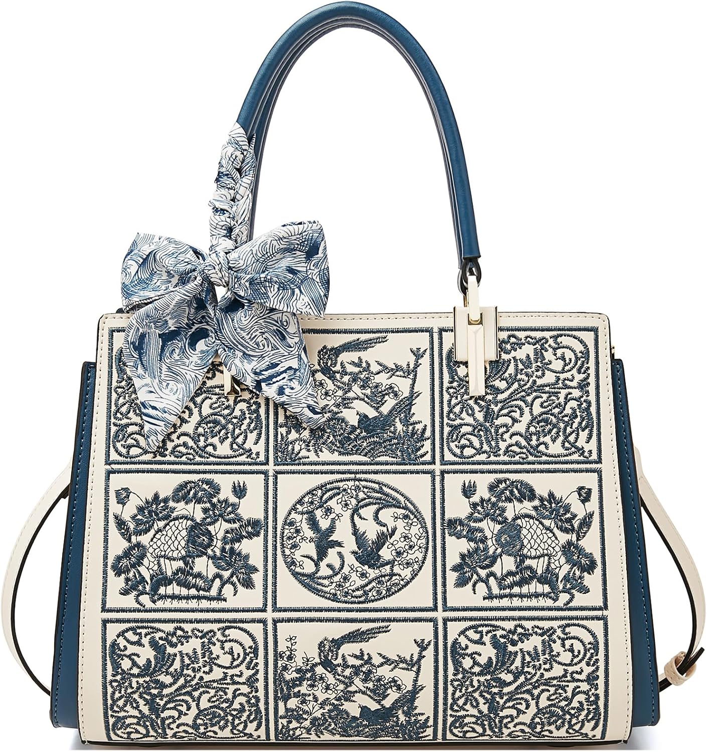 BOLSO SATCHEL FOXLOVER CON ASA SUPERIOR BORDADO VINTAGE - 1