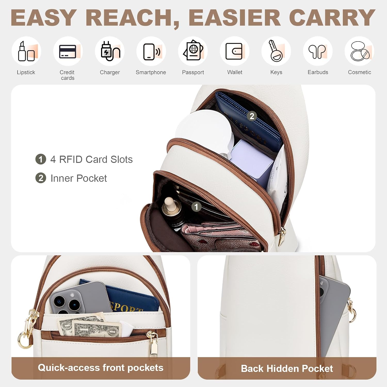 BOLSO CRUZADO ANTIRROBO PARA MUJER SYTRAH CON BLOQUEO RFID - 4