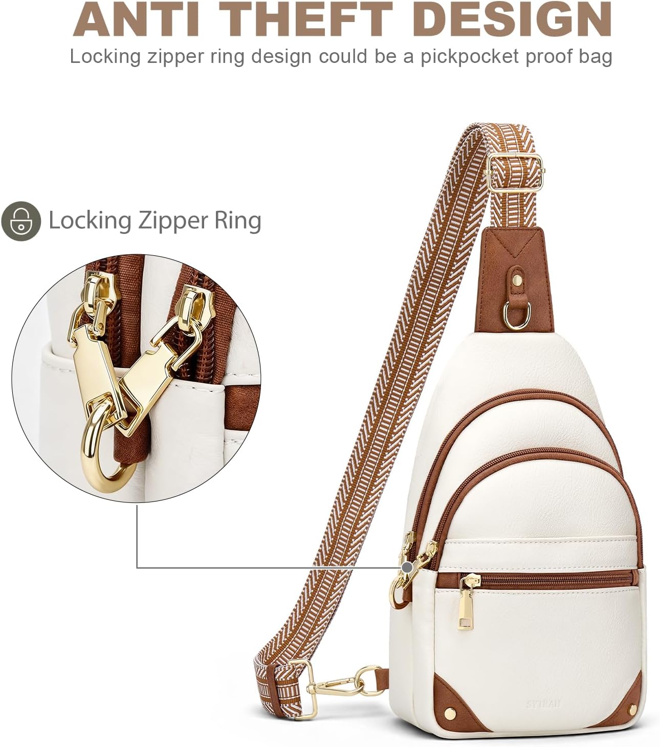 BOLSO CRUZADO ANTIRROBO PARA MUJER SYTRAH CON BLOQUEO RFID - 5