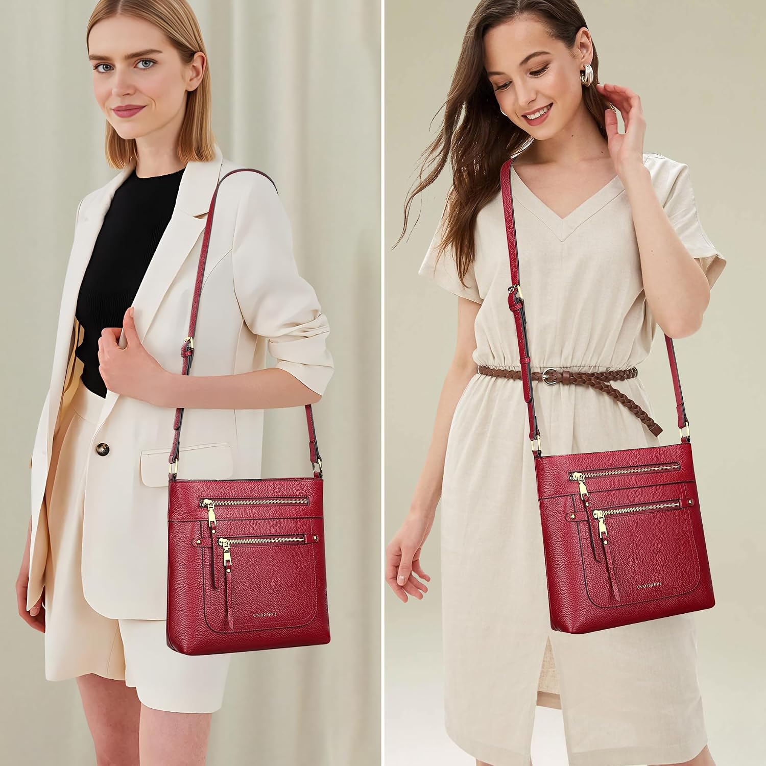 BOLSO CRUZADO DE CUERO GENUINO PARA MUJER OVER EARTH MULTI-BOLSILLOS - 2