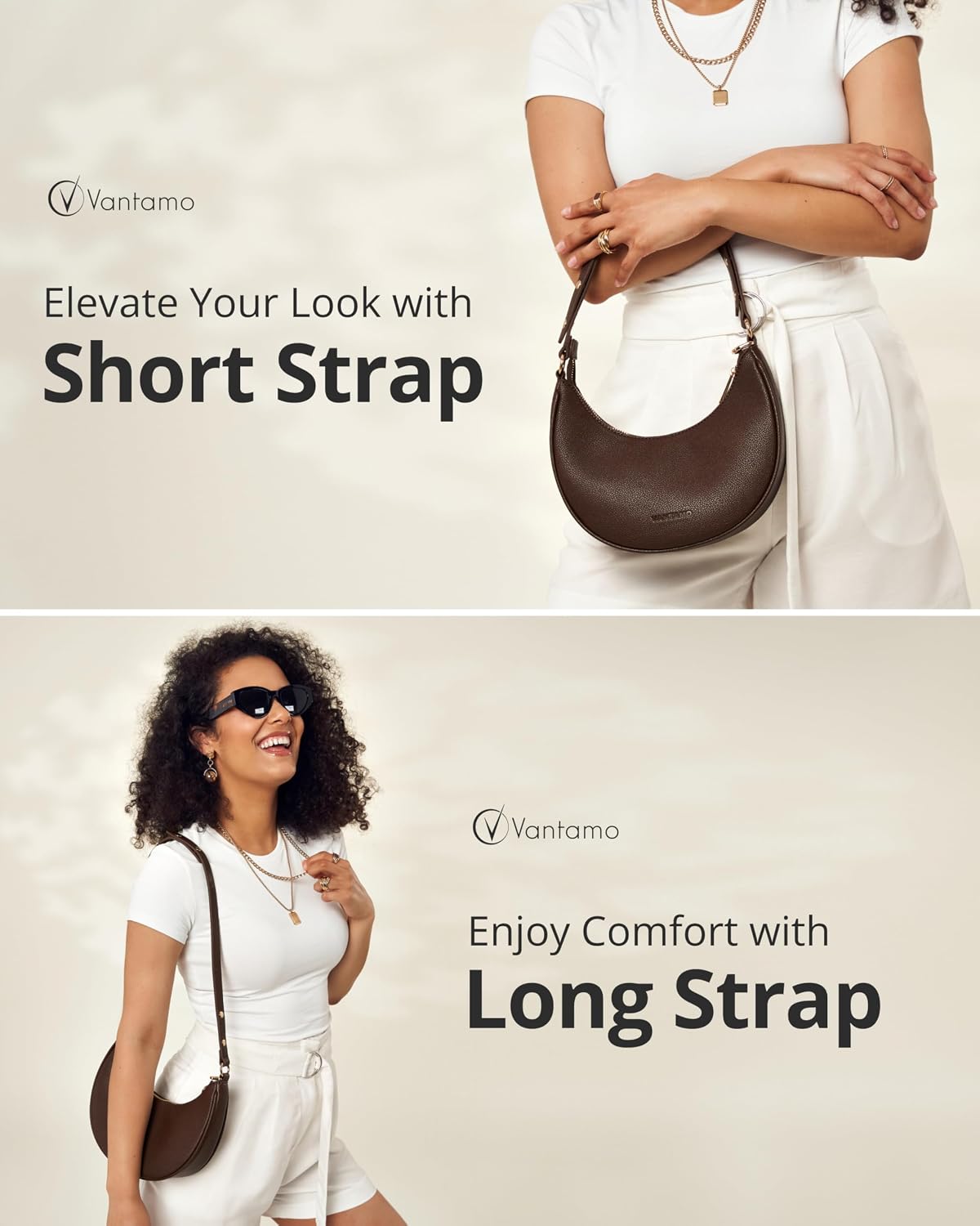 BOLSO VANTAMO CRESCENT PARA MUJER CON PROTECCIÓN RFID Y CLIP ANTIRROBO - 3