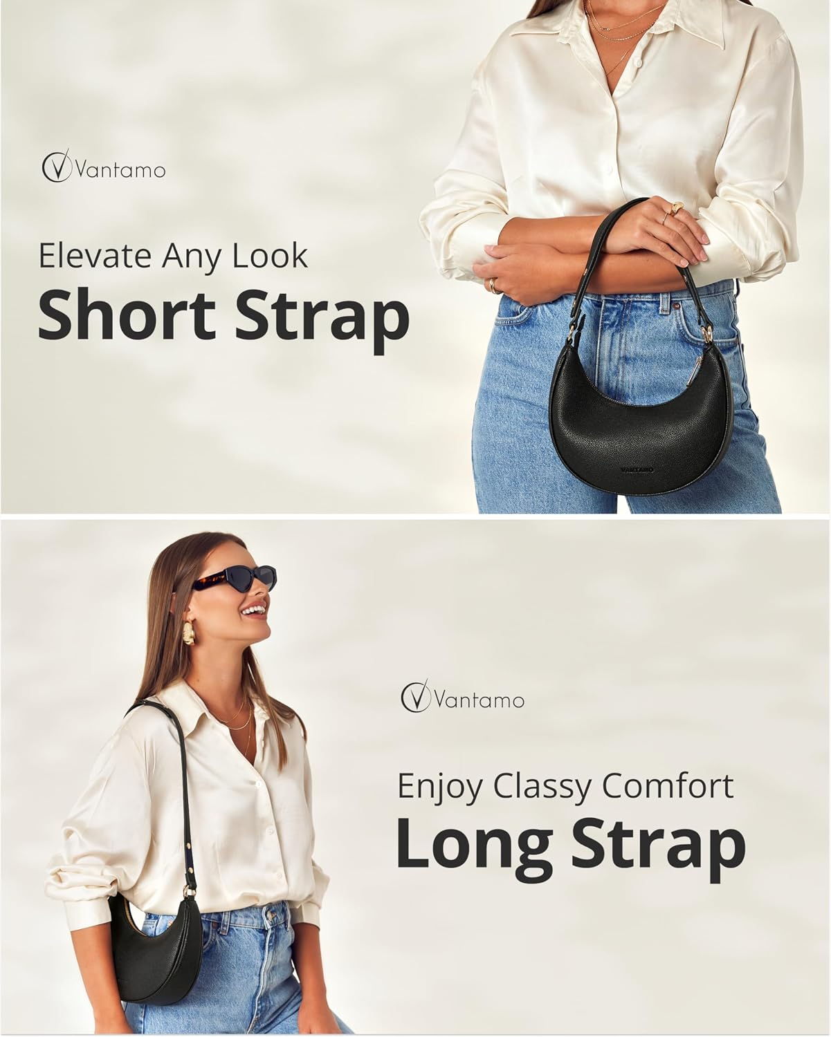 BOLSO VANTAMO CRESCENT PARA MUJER CON PROTECCIÓN RFID Y CLIP ANTIRROBO - 3