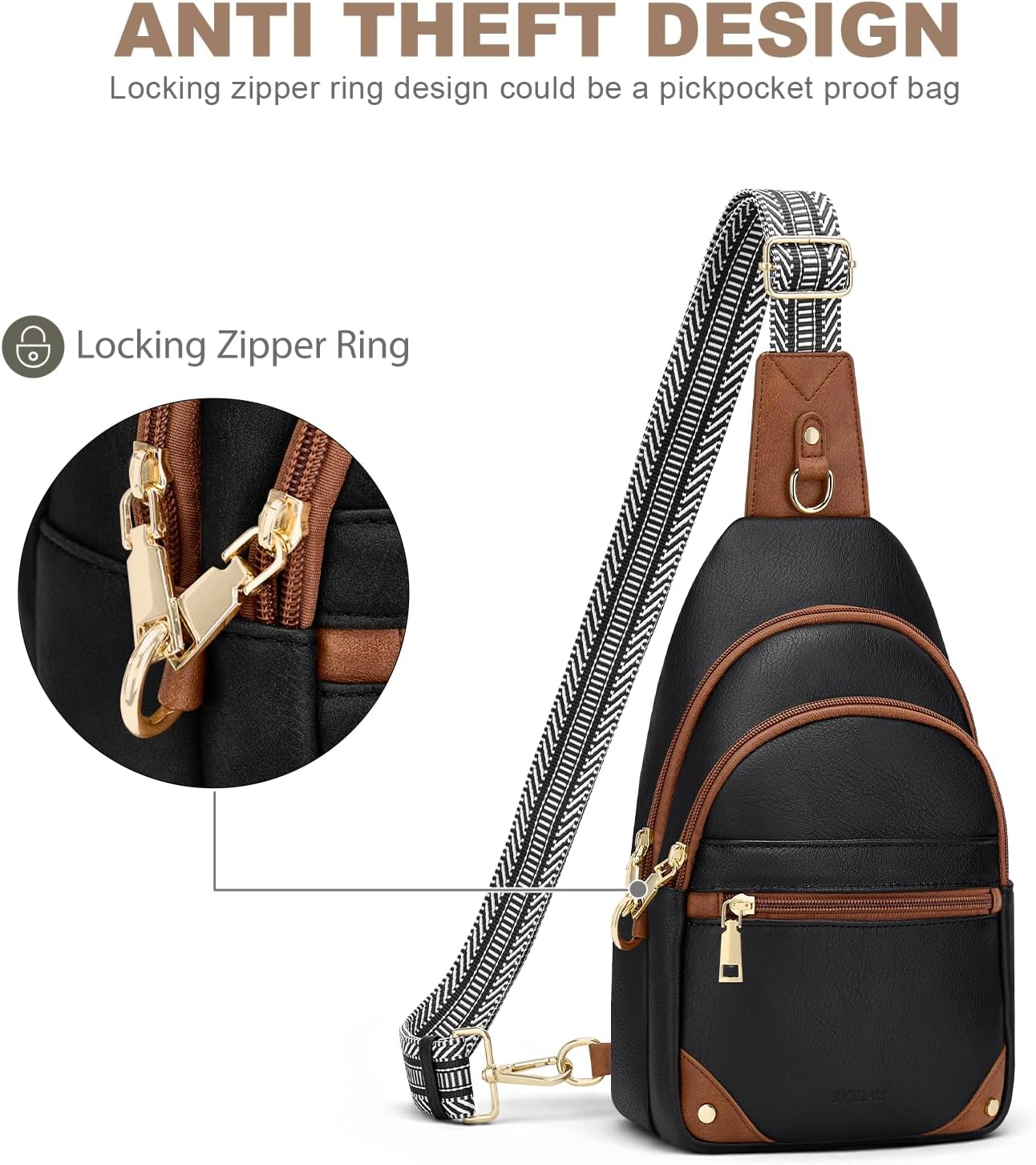 BOLSO CRUZADO ANTIRROBO PARA MUJER SYTRAH CON BLOQUEO RFID - 5