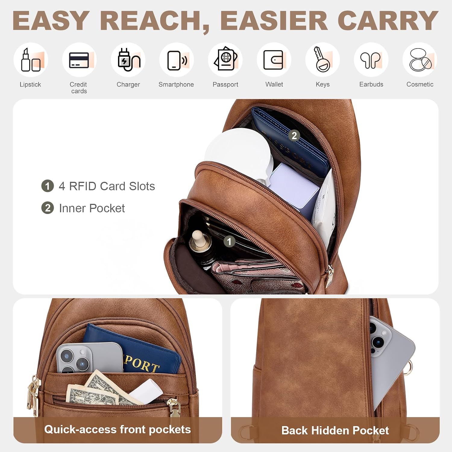 BOLSO CRUZADO ANTIRROBO PARA MUJER SYTRAH CON BLOQUEO RFID - 4