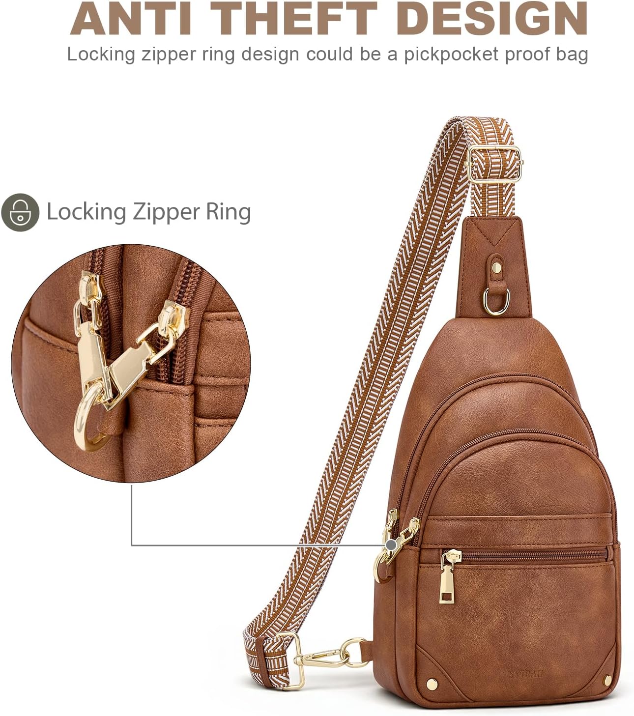 BOLSO CRUZADO ANTIRROBO PARA MUJER SYTRAH CON BLOQUEO RFID - 5