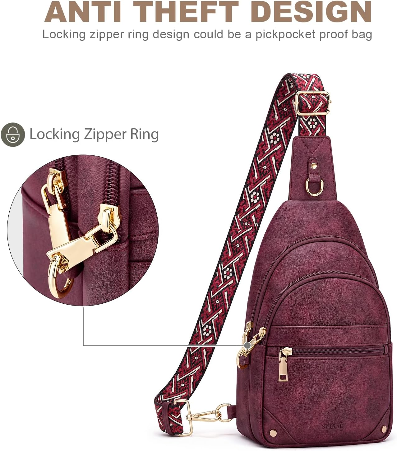 BOLSO CRUZADO ANTIRROBO PARA MUJER SYTRAH CON BLOQUEO RFID - 4