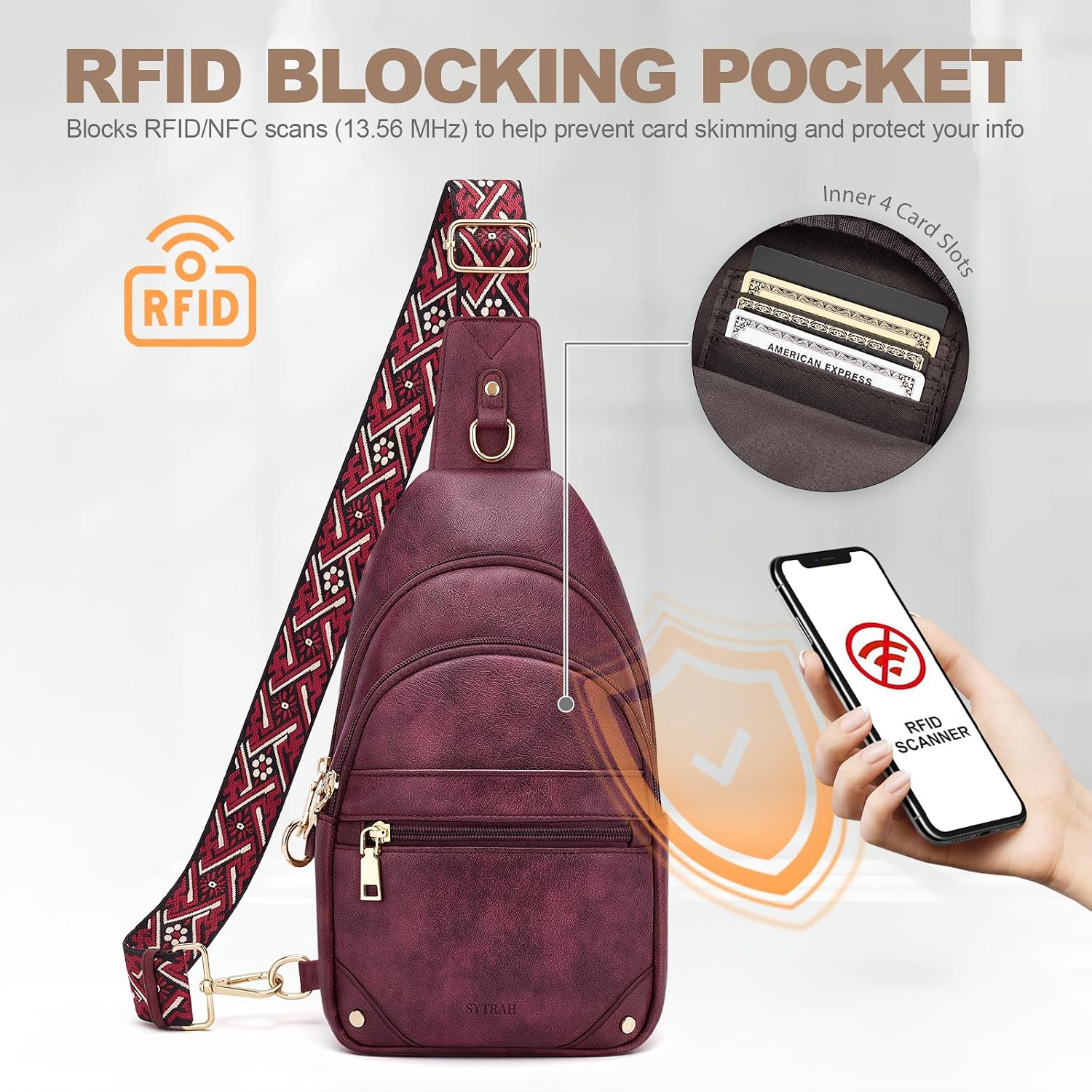 BOLSO CRUZADO ANTIRROBO PARA MUJER SYTRAH CON BLOQUEO RFID - 5