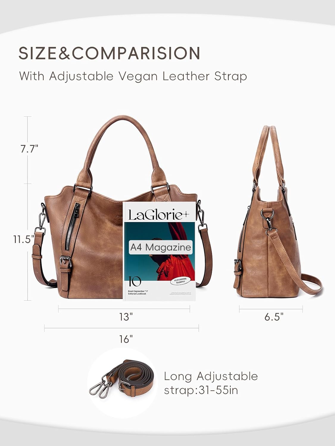 BOLSO HOBO GRANDE PARA MUJER CLUCI CON MÚLTIPLES BOLSILLOS - 3