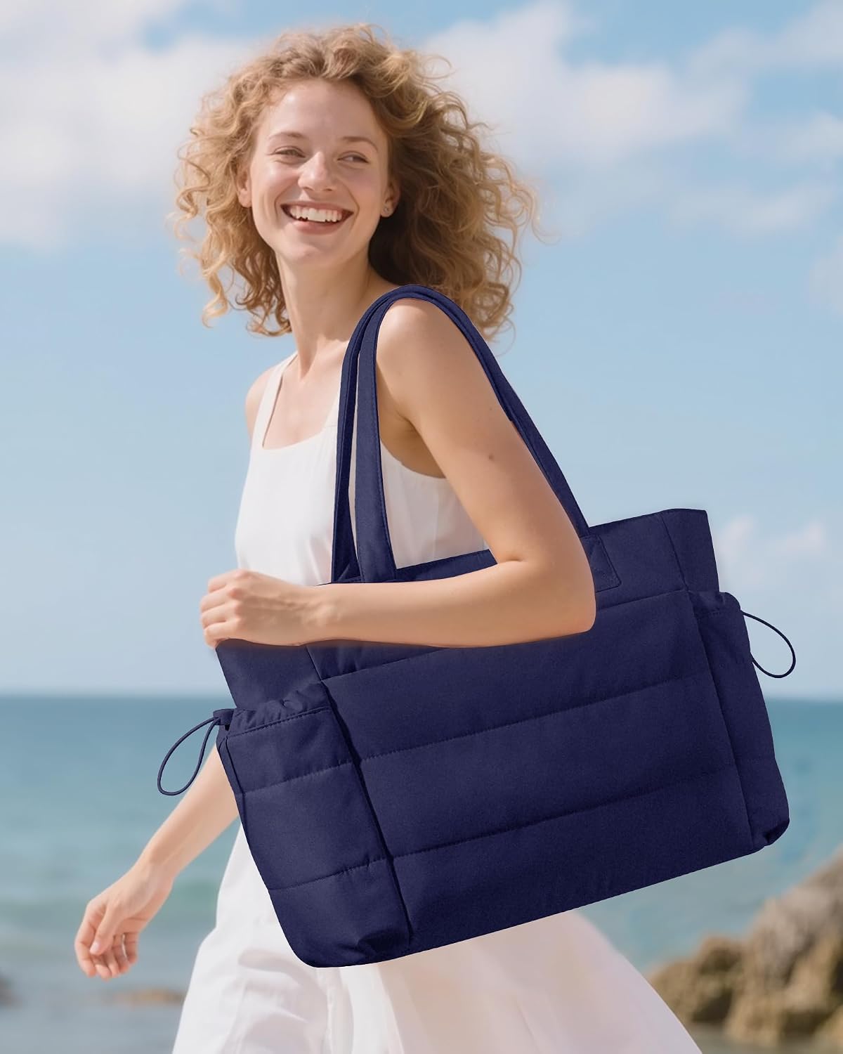 BOLSO TOTE LOVEVOOK PARA MUJER CON COMPARTIMENTO PARA VASO GRANDE Y CIERRE - 2