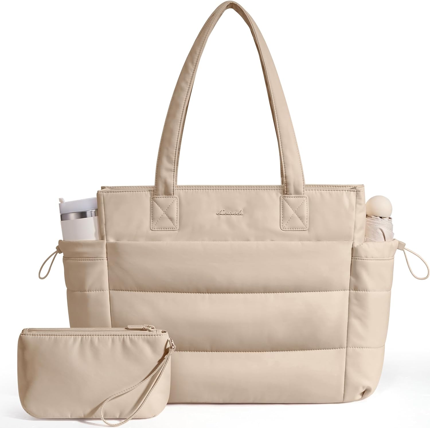 BOLSO TOTE LOVEVOOK PARA MUJER CON COMPARTIMENTO PARA TAZA GRANDE Y CIERRE - 1