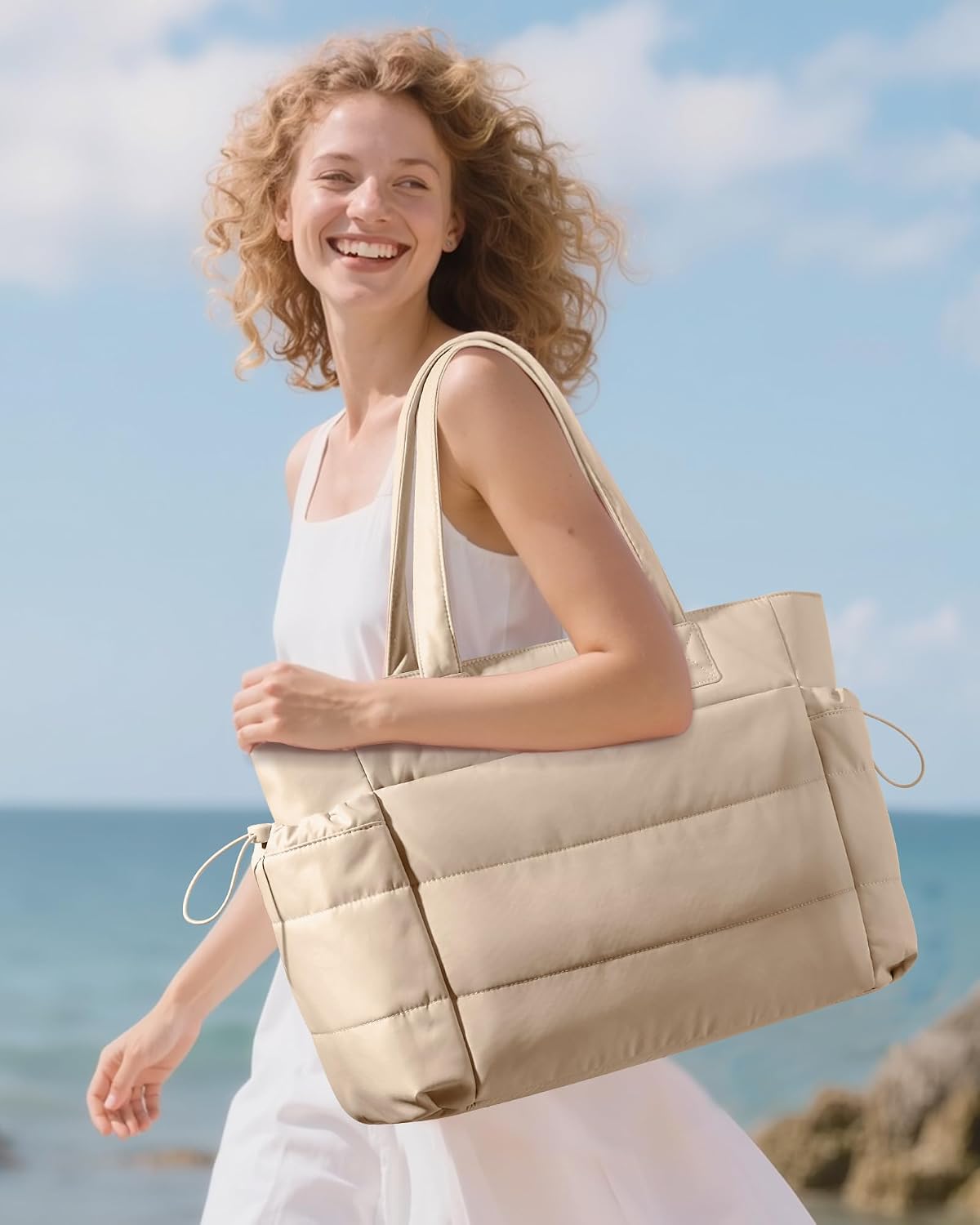 BOLSO TOTE LOVEVOOK PARA MUJER CON COMPARTIMENTO PARA TAZA GRANDE Y CIERRE - 2