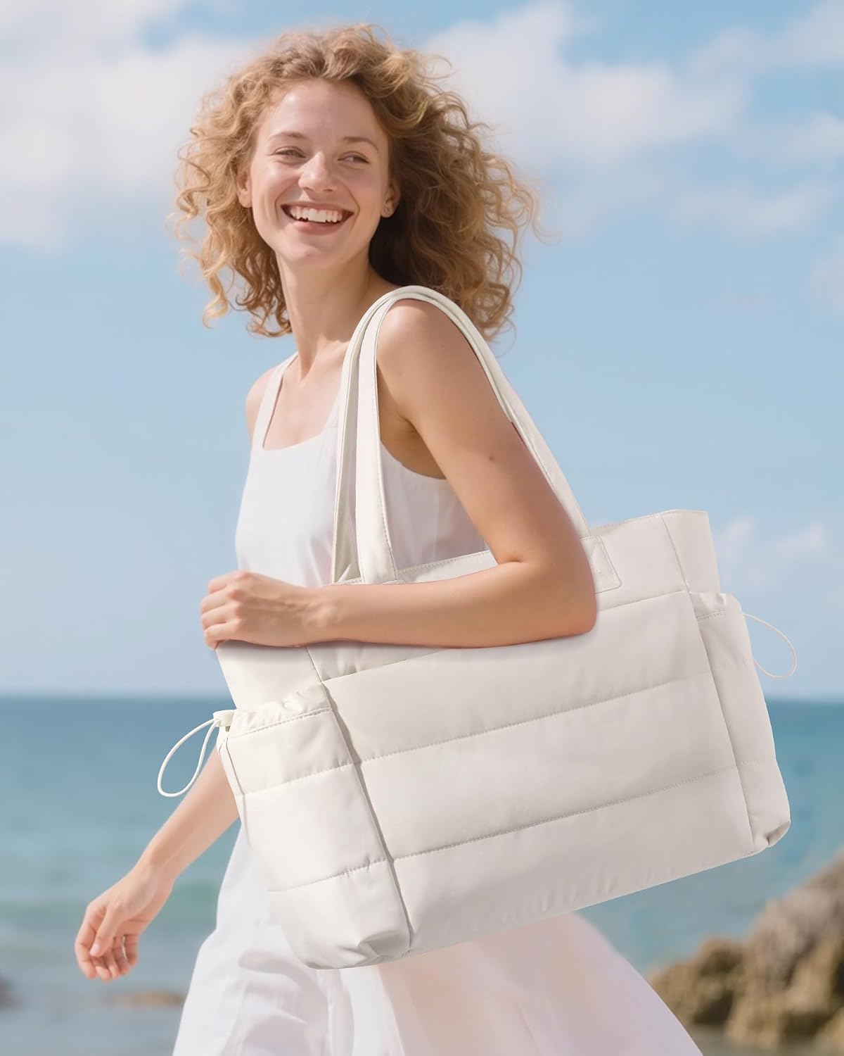 BOLSO TOTE LOVEVOOK PARA MUJER CON COMPARTIMENTO PARA TAZA GRANDE Y CIERRE - 2