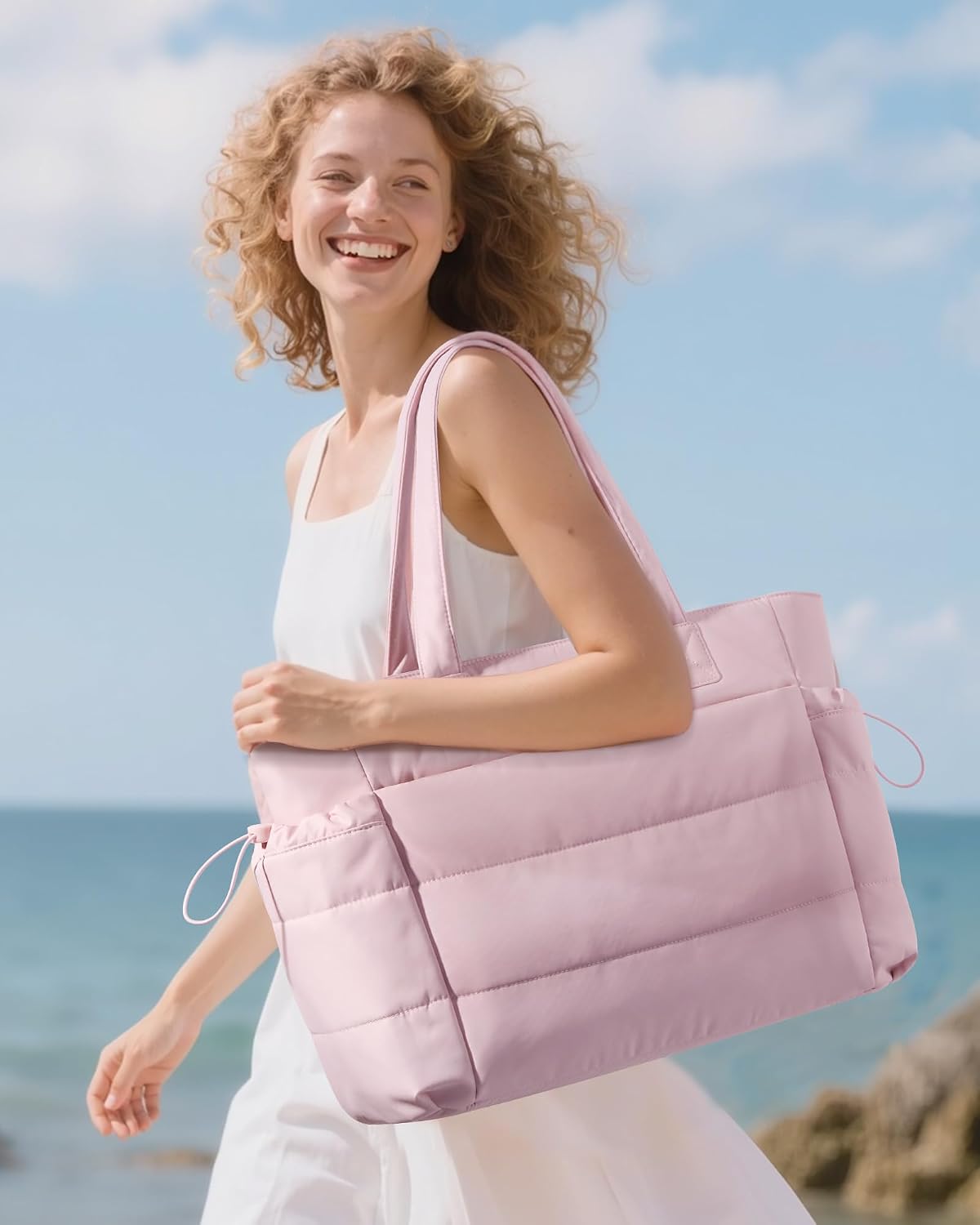 BOLSO TOTE LOVEVOOK PARA MUJER CON COMPARTIMENTO PARA TAZA GRANDE Y CIERRE - 2