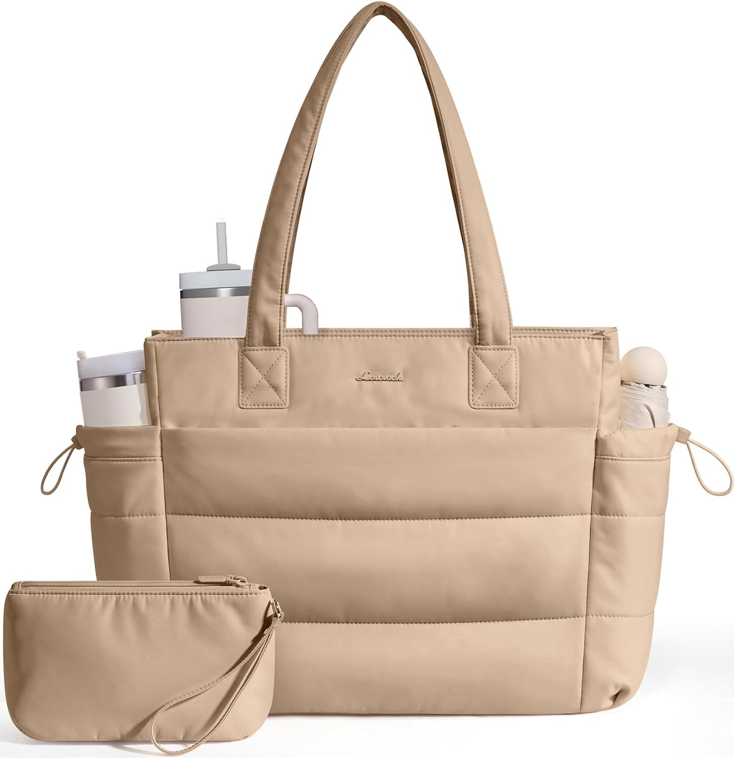BOLSO TOTE LOVEVOOK PARA MUJER CON COMPARTIMENTO PARA TAZA GRANDE Y CIERRE - 1