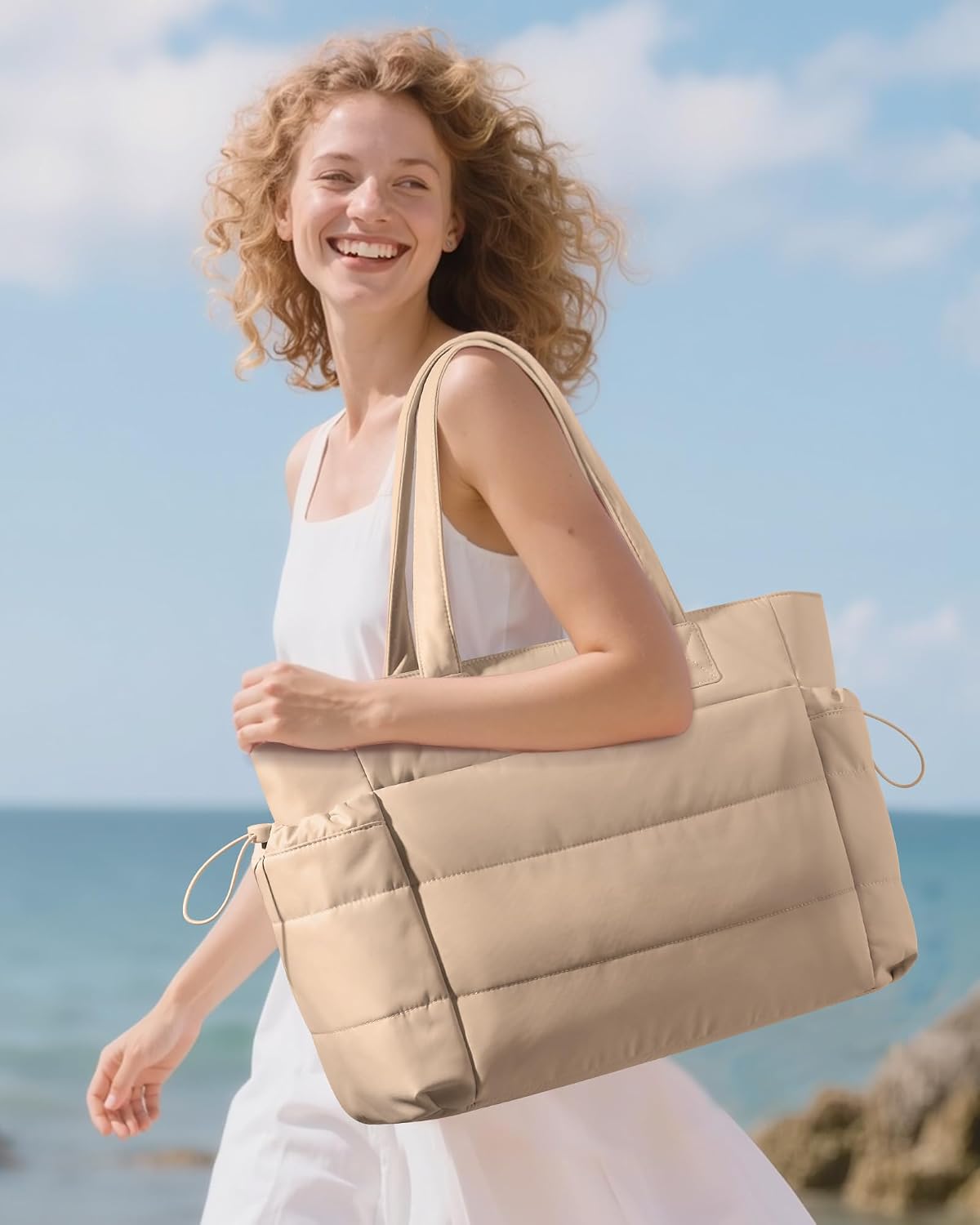 BOLSO TOTE LOVEVOOK PARA MUJER CON COMPARTIMENTO PARA TAZA GRANDE Y CIERRE - 2