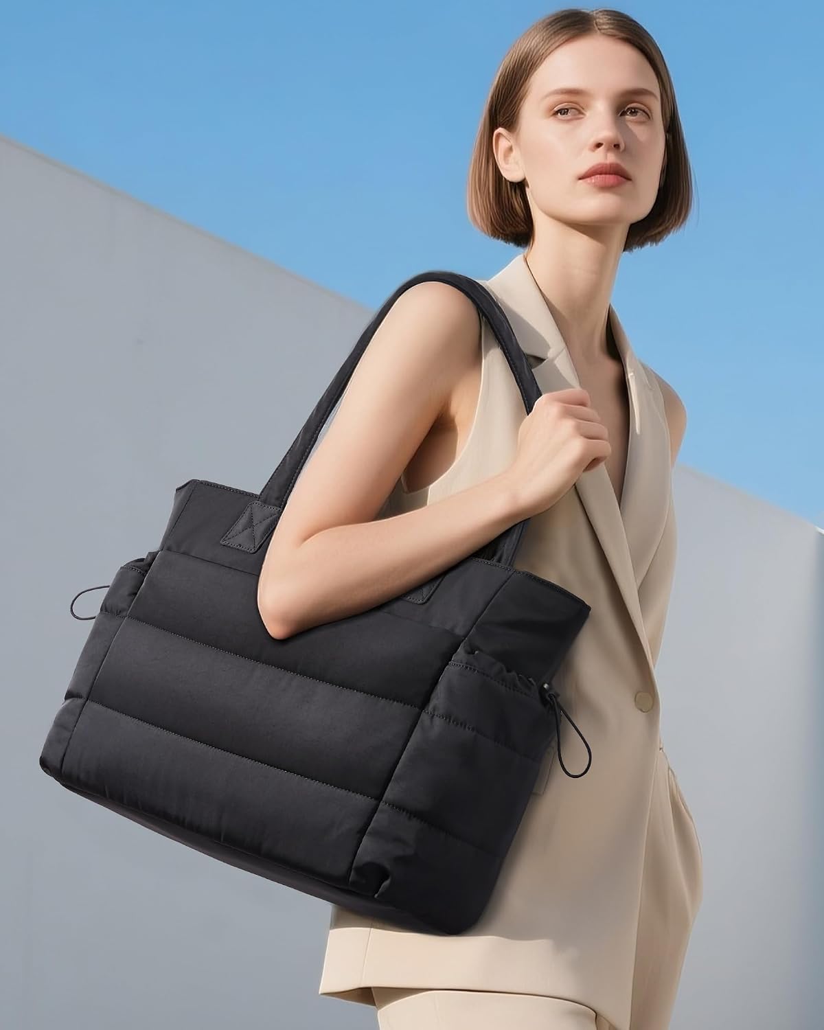 BOLSO TOTE LOVEVOOK PARA MUJER CON COMPARTIMENTO PARA VASO GRANDE Y CIERRE - 2