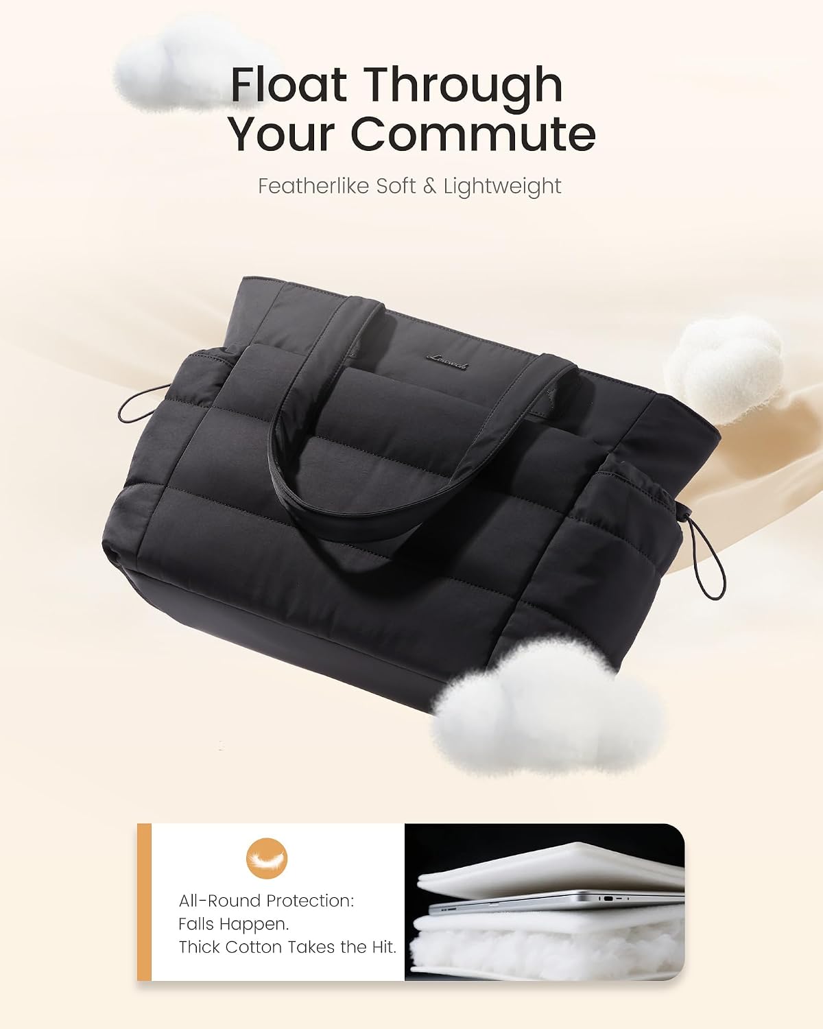 BOLSO TOTE LOVEVOOK PARA MUJER CON COMPARTIMENTO PARA VASO GRANDE Y CIERRE - 5