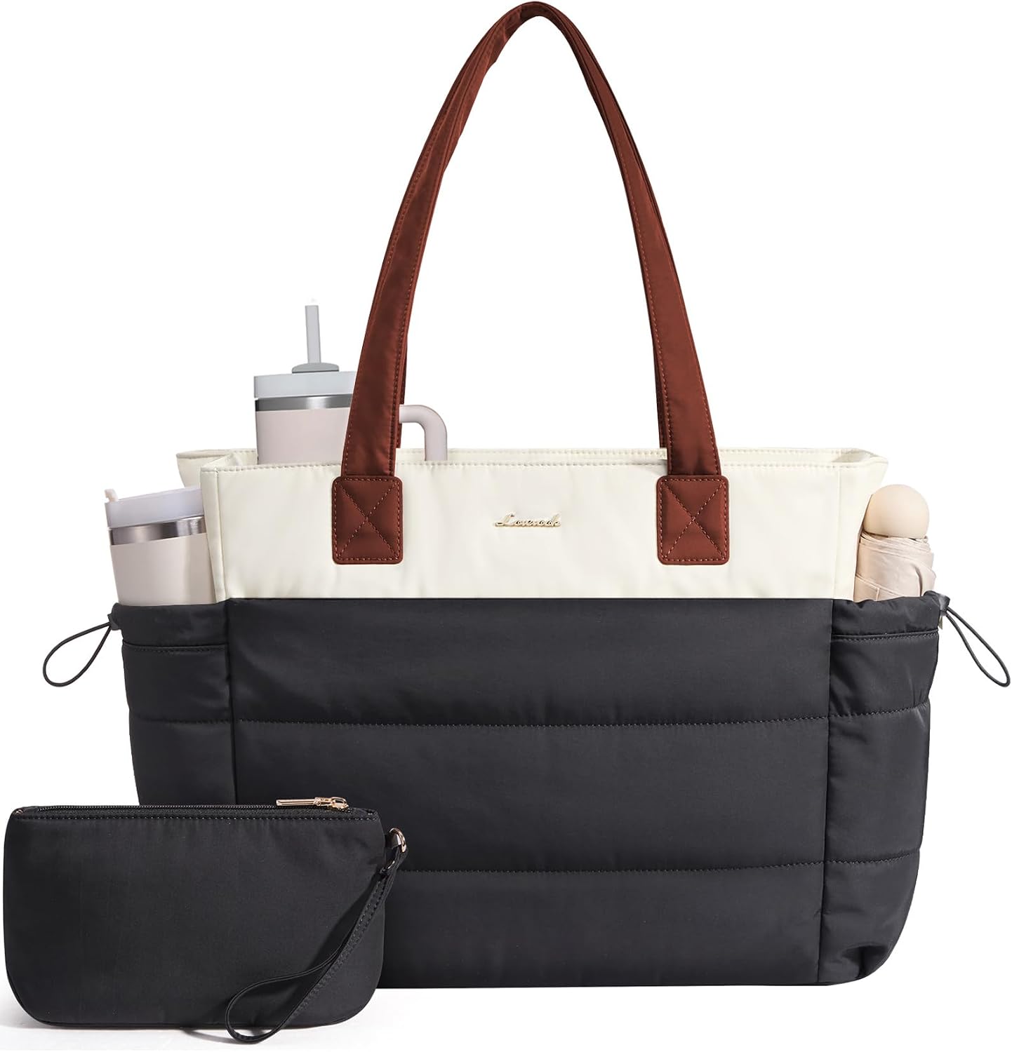 BOLSO TOTE LOVEVOOK PARA MUJER CON COMPARTIMENTO PARA TAZA GRANDE Y CIERRE - 1