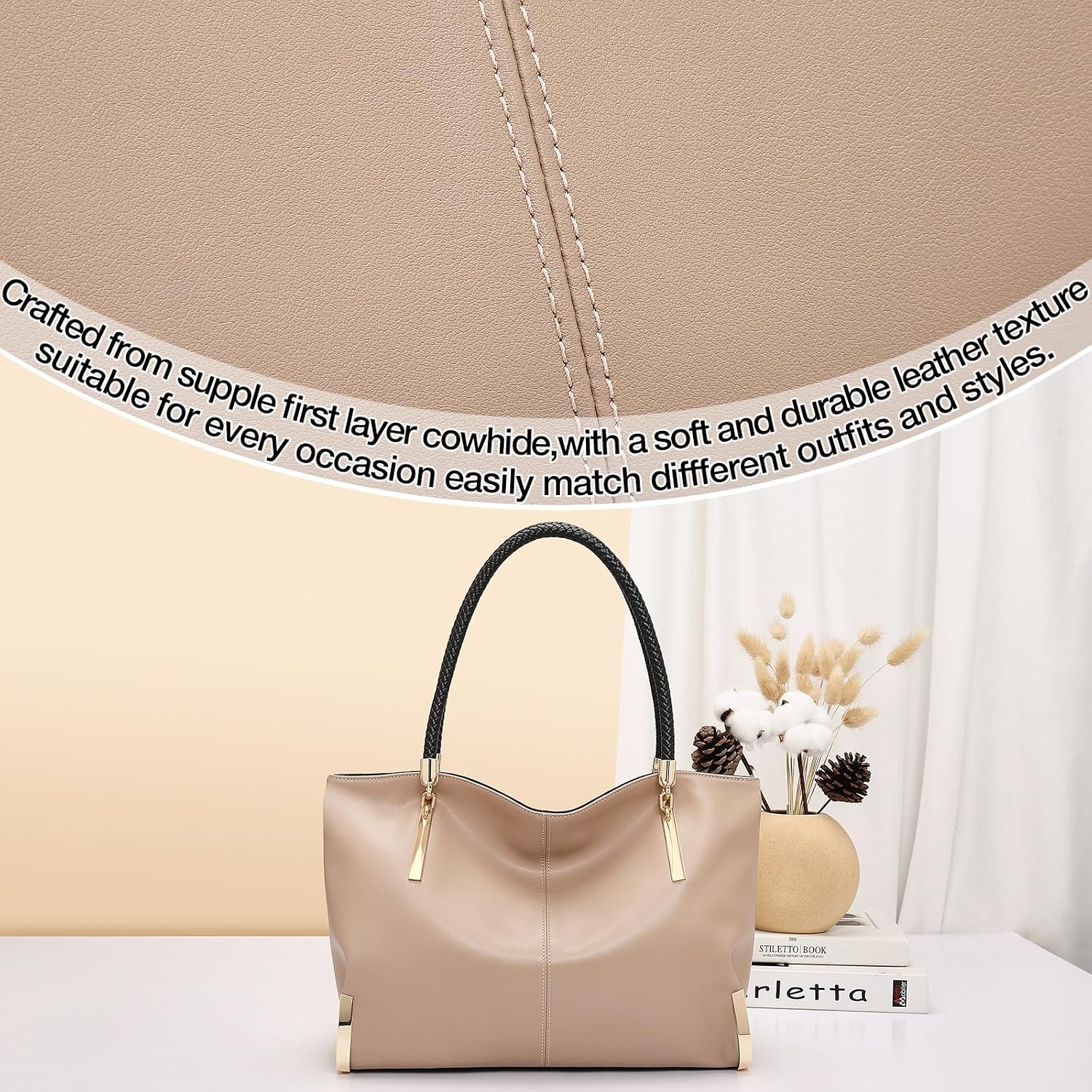 BOLSO TOTE FOXLOVER DE CUERO GENUINO CAPACIDAD GRANDE - 3