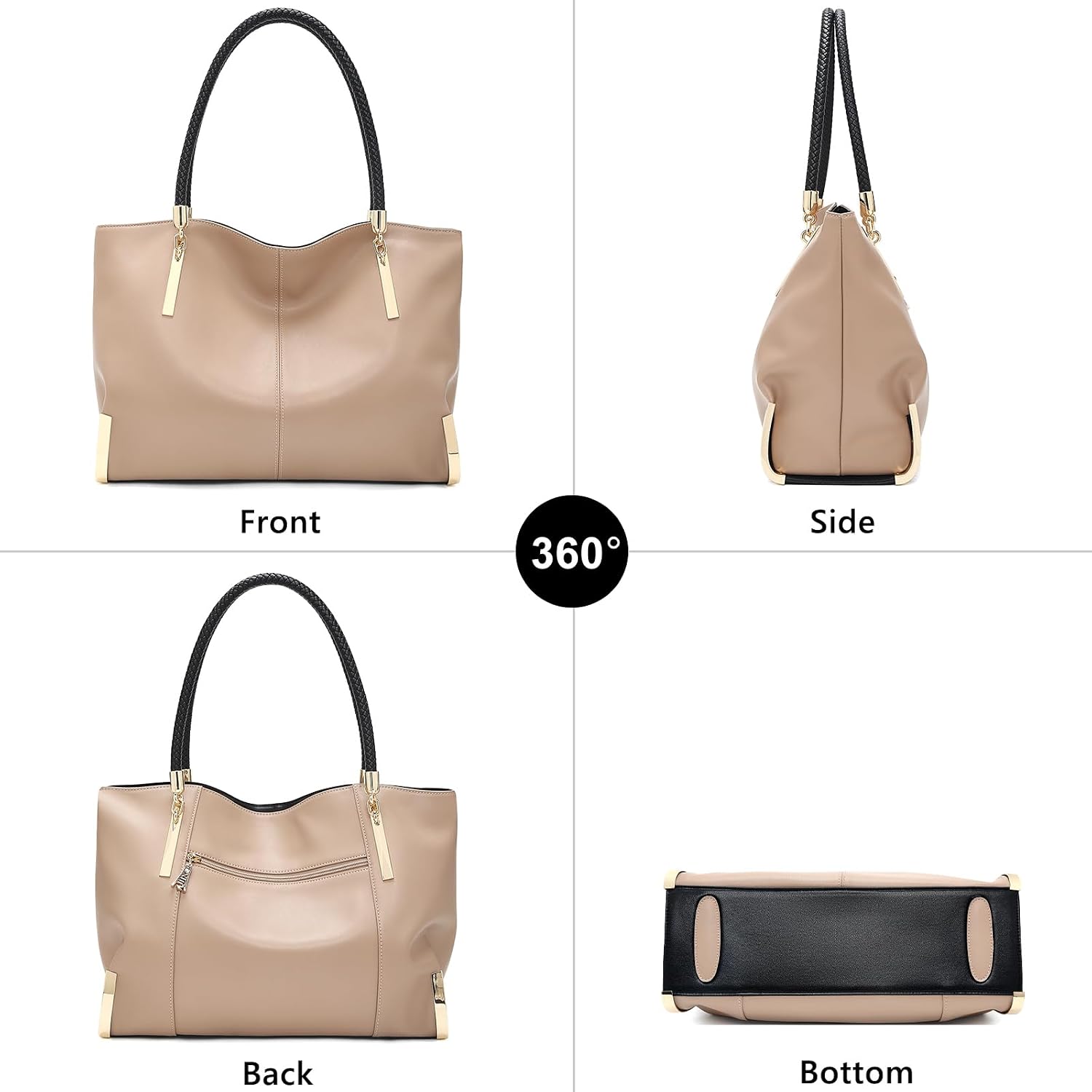 BOLSO TOTE FOXLOVER DE CUERO GENUINO CAPACIDAD GRANDE - 4