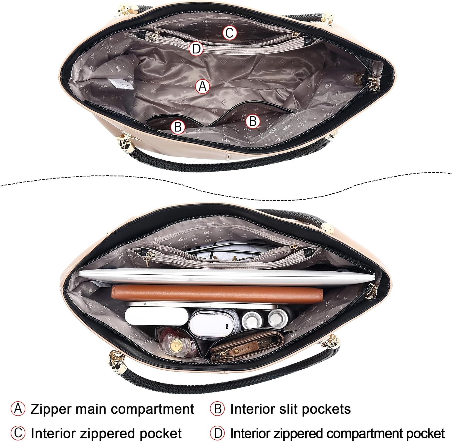 BOLSO TOTE FOXLOVER DE CUERO GENUINO CAPACIDAD GRANDE - 5