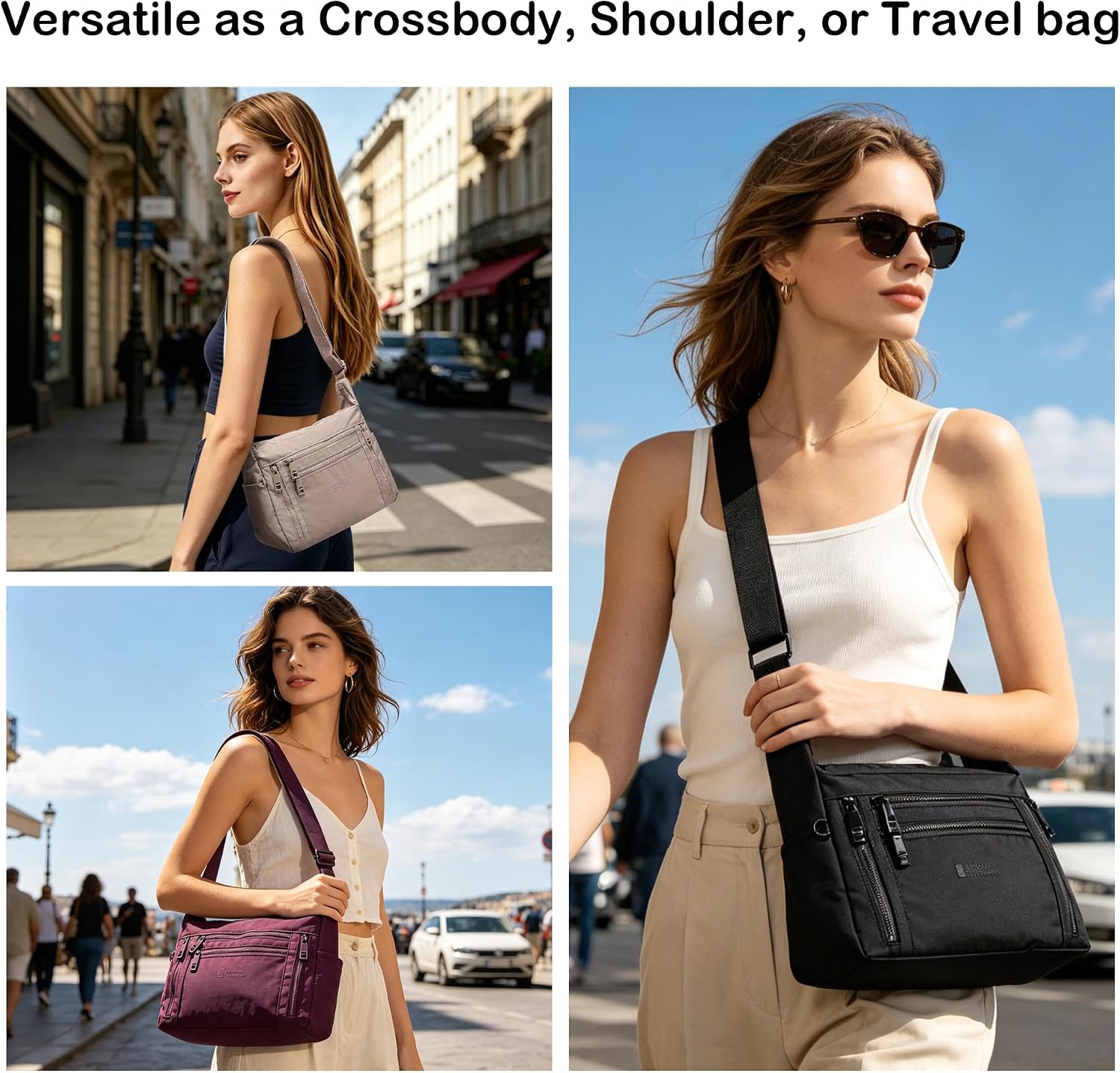 BOLSO CRUZADO DE NYLON PARA MUJER HAYTIJOE MULTI BOLSILLOS - 2