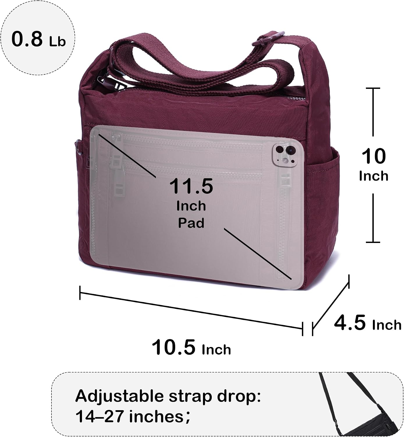 BOLSO CRUZADO DE NYLON PARA MUJER HAYTIJOE MULTI BOLSILLOS - 5