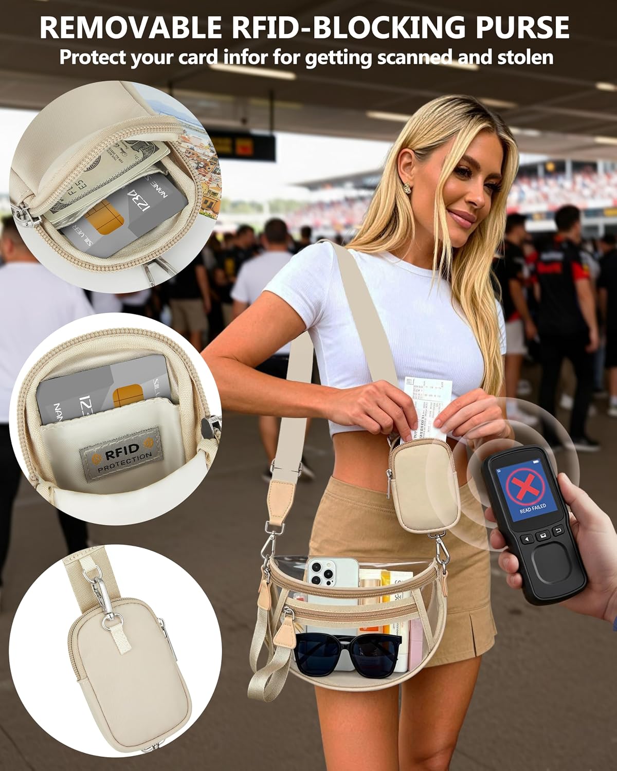 BOLSO CROSSBODY TRANSPARENTE CUADRILLÉ PARA EVENTOS DEPORTIVOS MIVELOYA - 3