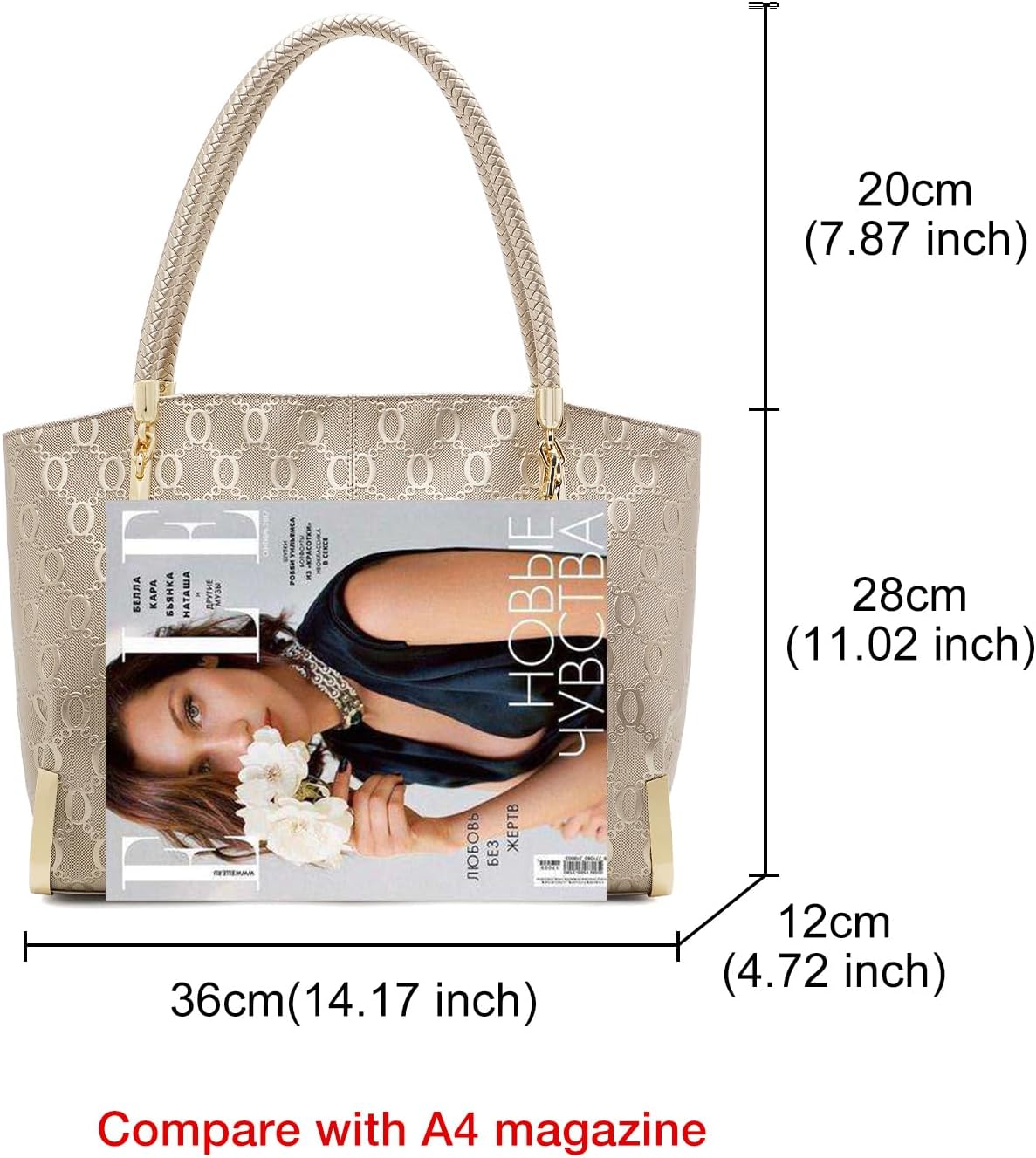 BOLSO TOTE FOXLOVER DE CUERO GENUINO CAPACIDAD GRANDE - 3