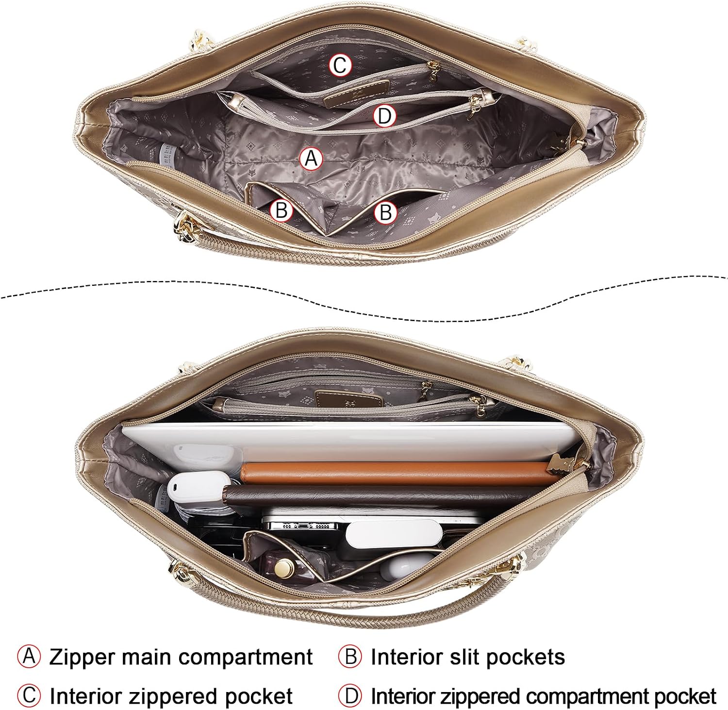 BOLSO TOTE FOXLOVER DE CUERO GENUINO CAPACIDAD GRANDE - 5