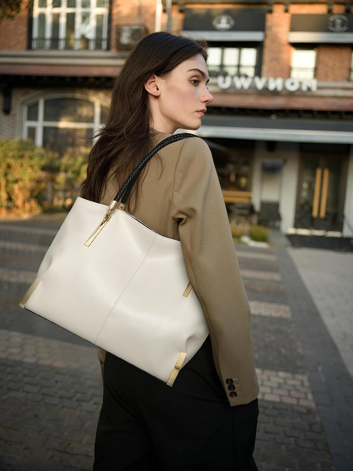 BOLSO TOTE FOXLOVER DE CUERO GENUINO GRAN CAPACIDAD PARA MUJER - 2