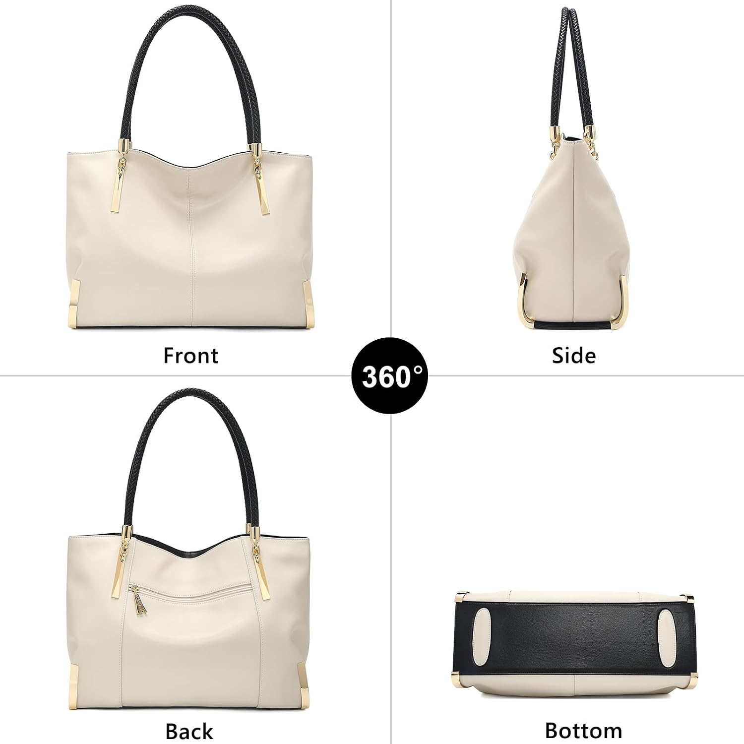 BOLSO TOTE FOXLOVER DE CUERO GENUINO GRAN CAPACIDAD PARA MUJER - 3