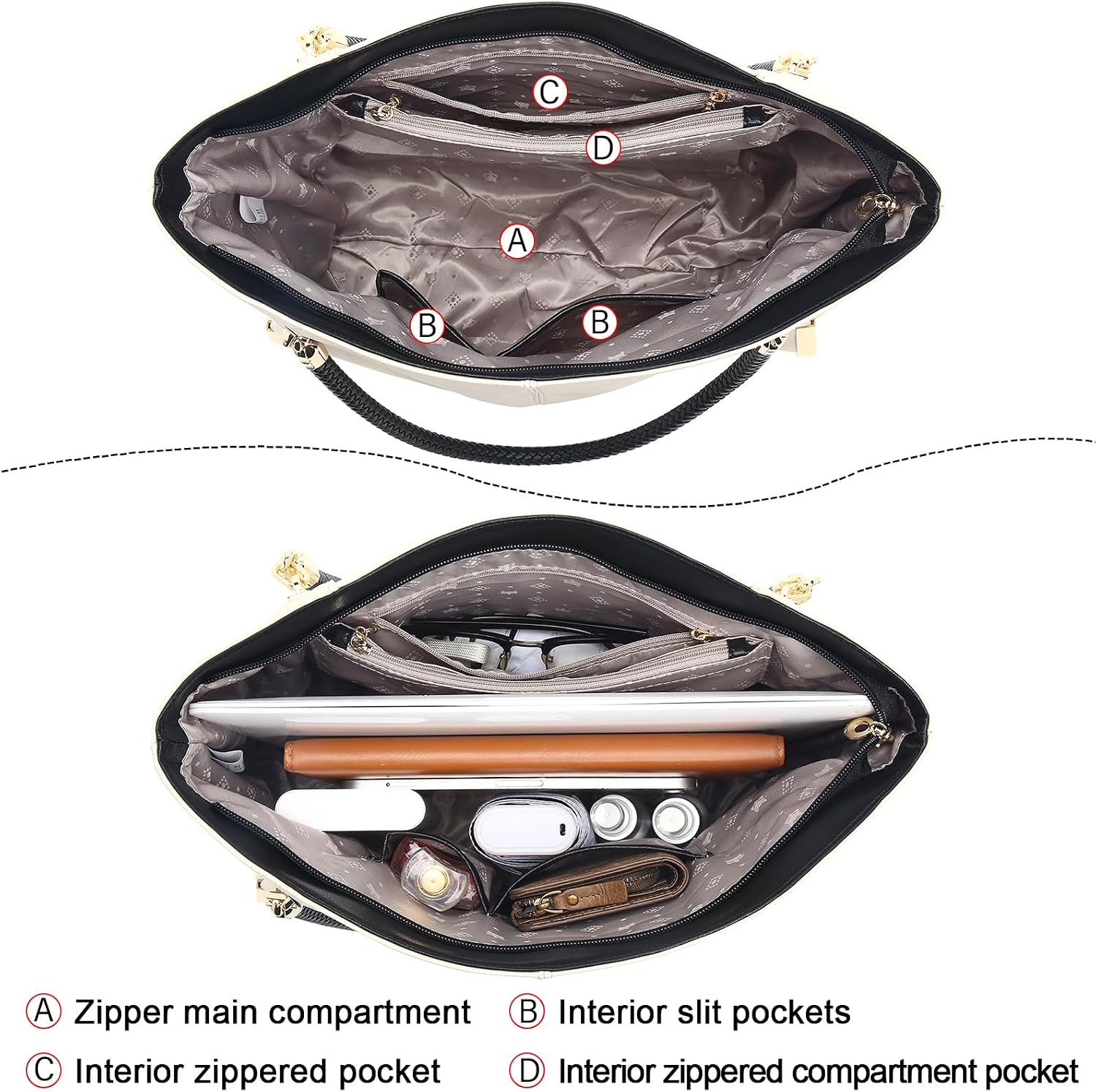 BOLSO TOTE FOXLOVER DE CUERO GENUINO GRAN CAPACIDAD PARA MUJER - 4
