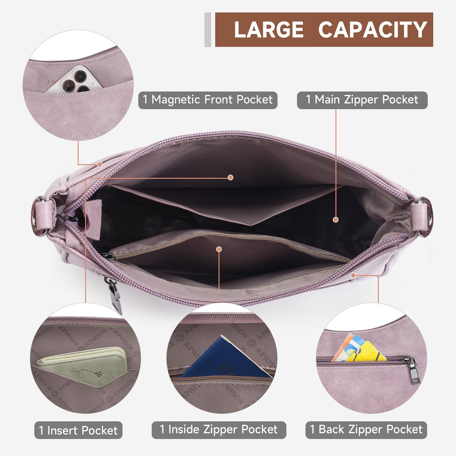 BOLSO CRUZADO DE CUERO VEGANO APHISON PARA MUJER - 4