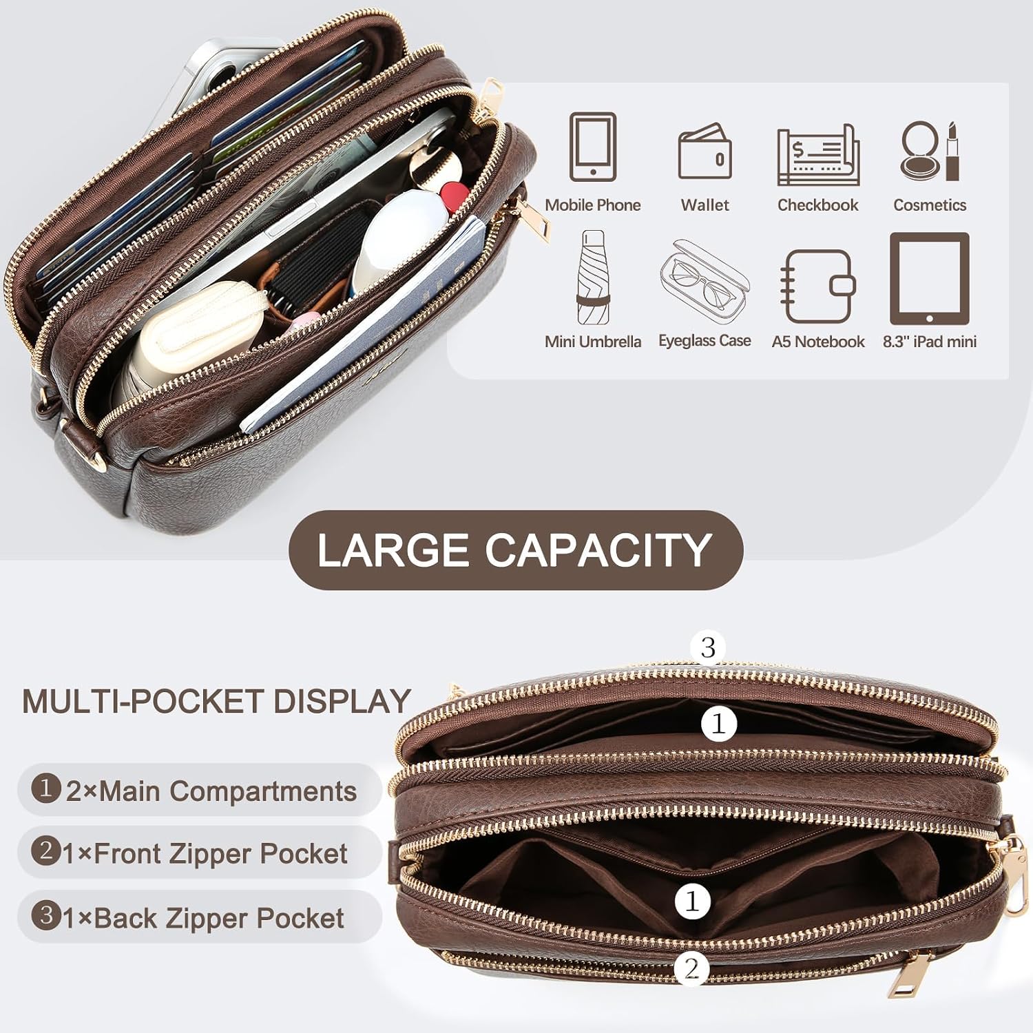 BOLSO CROSSBODY PARA MUJER HILAEX CUERO VEGANO ANTIRROBO RFID - 3