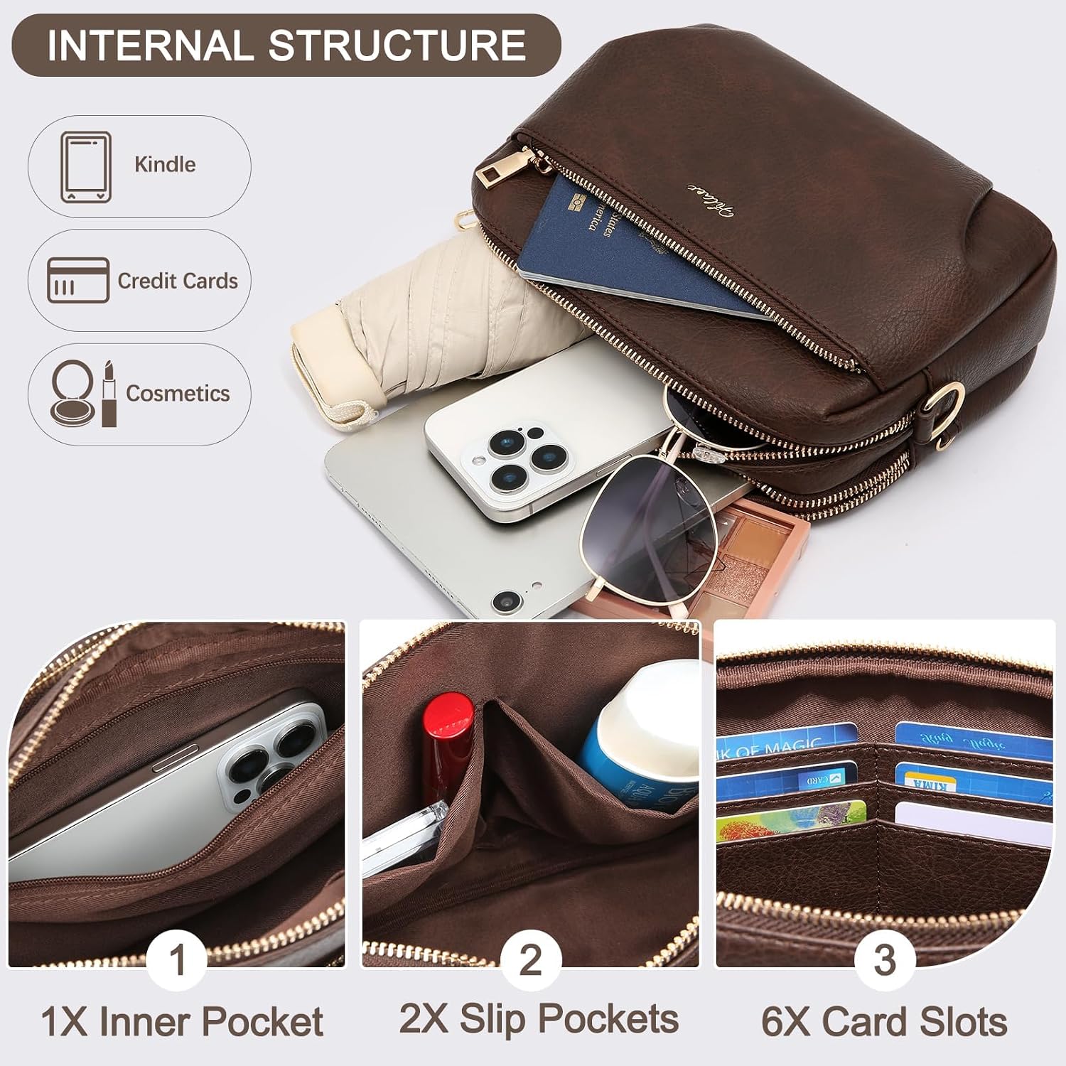 BOLSO CROSSBODY PARA MUJER HILAEX CUERO VEGANO ANTIRROBO RFID - 4
