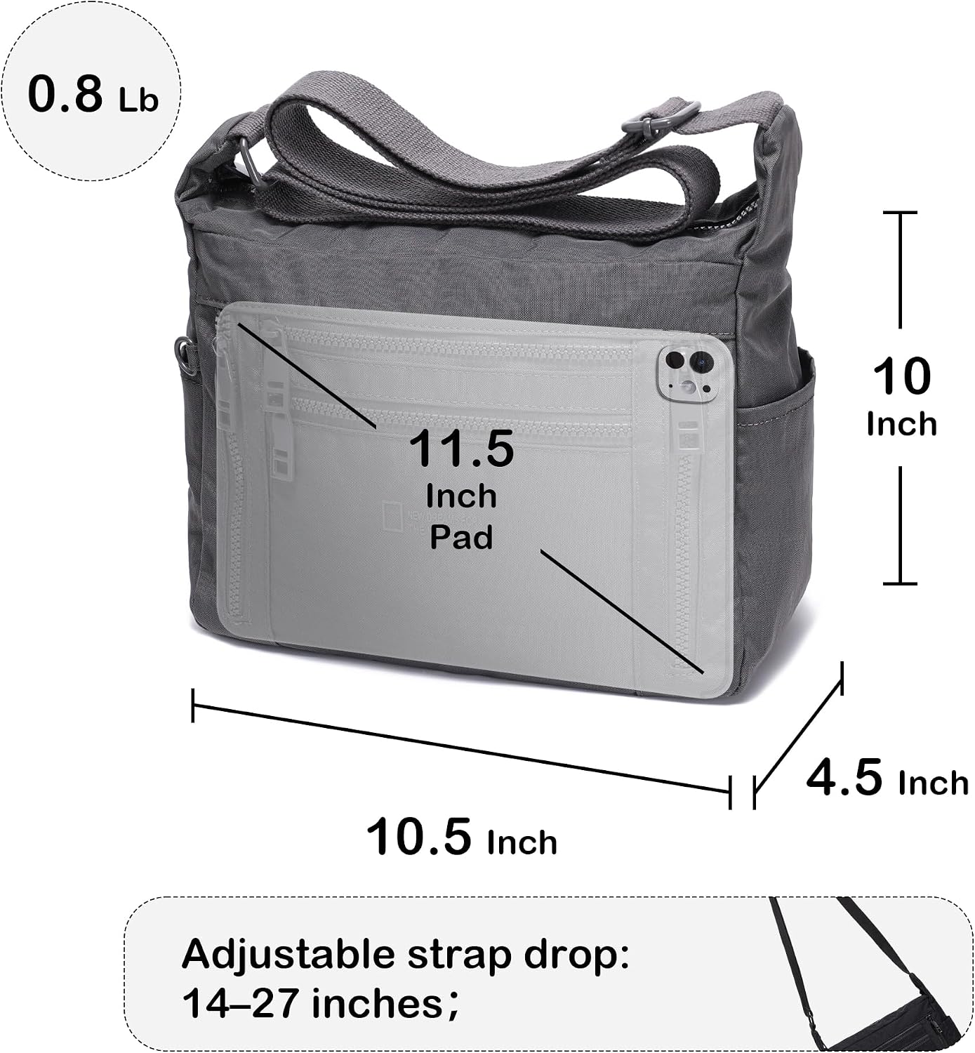 BOLSO CRUZADO DE NYLON PARA MUJER HAYTIJOE MULTI BOLSILLOS - 5