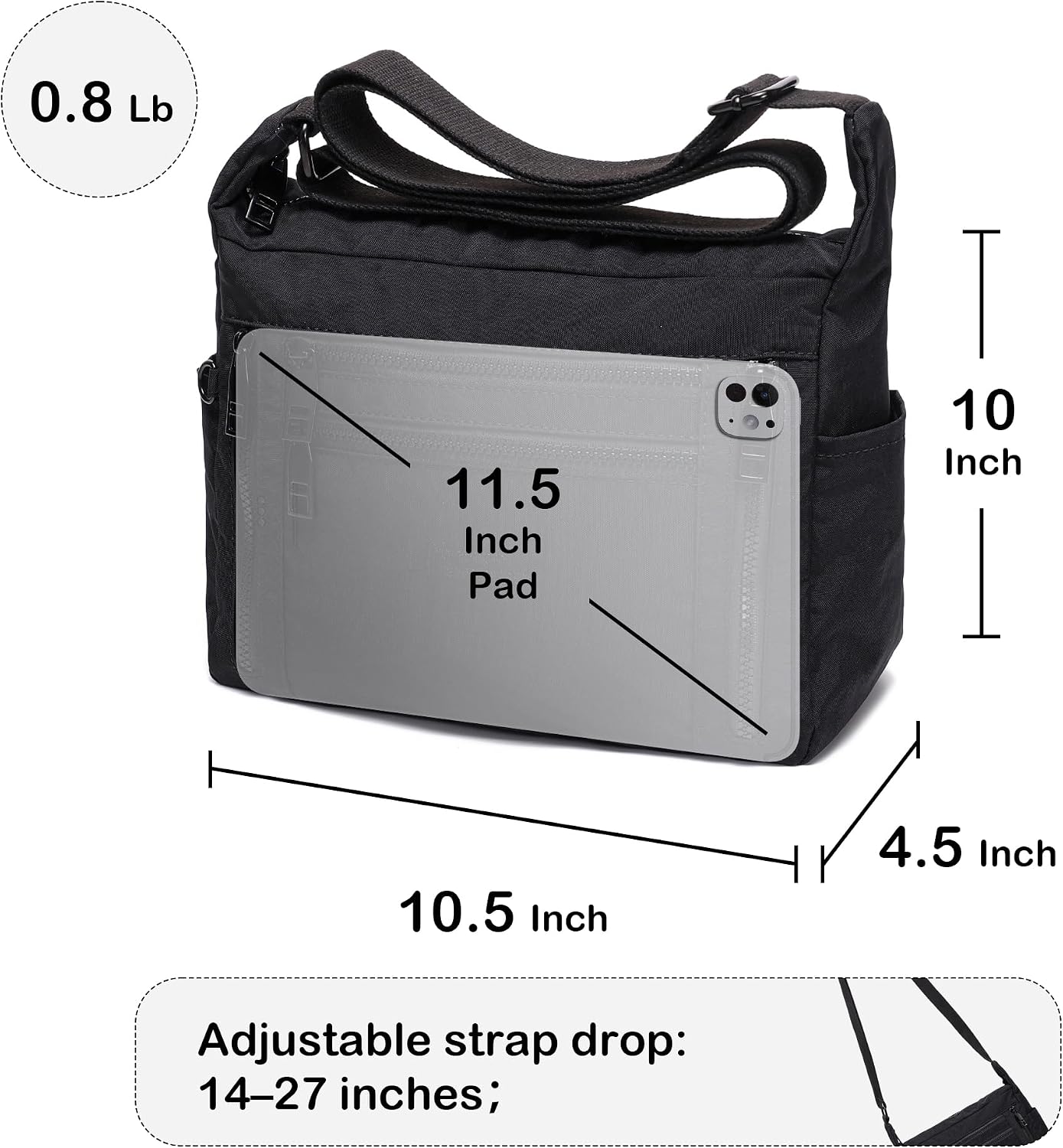 BOLSO CRUZADO DE NYLON PARA MUJER HAYTIJOE MULTI BOLSILLOS - 5